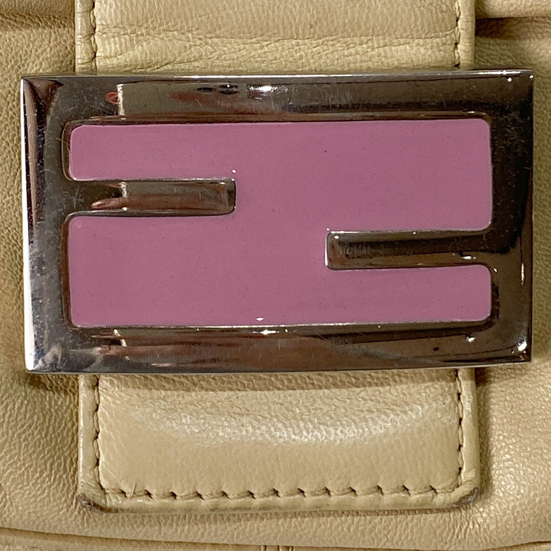 Baguette Beige Leather Shoulder Bag