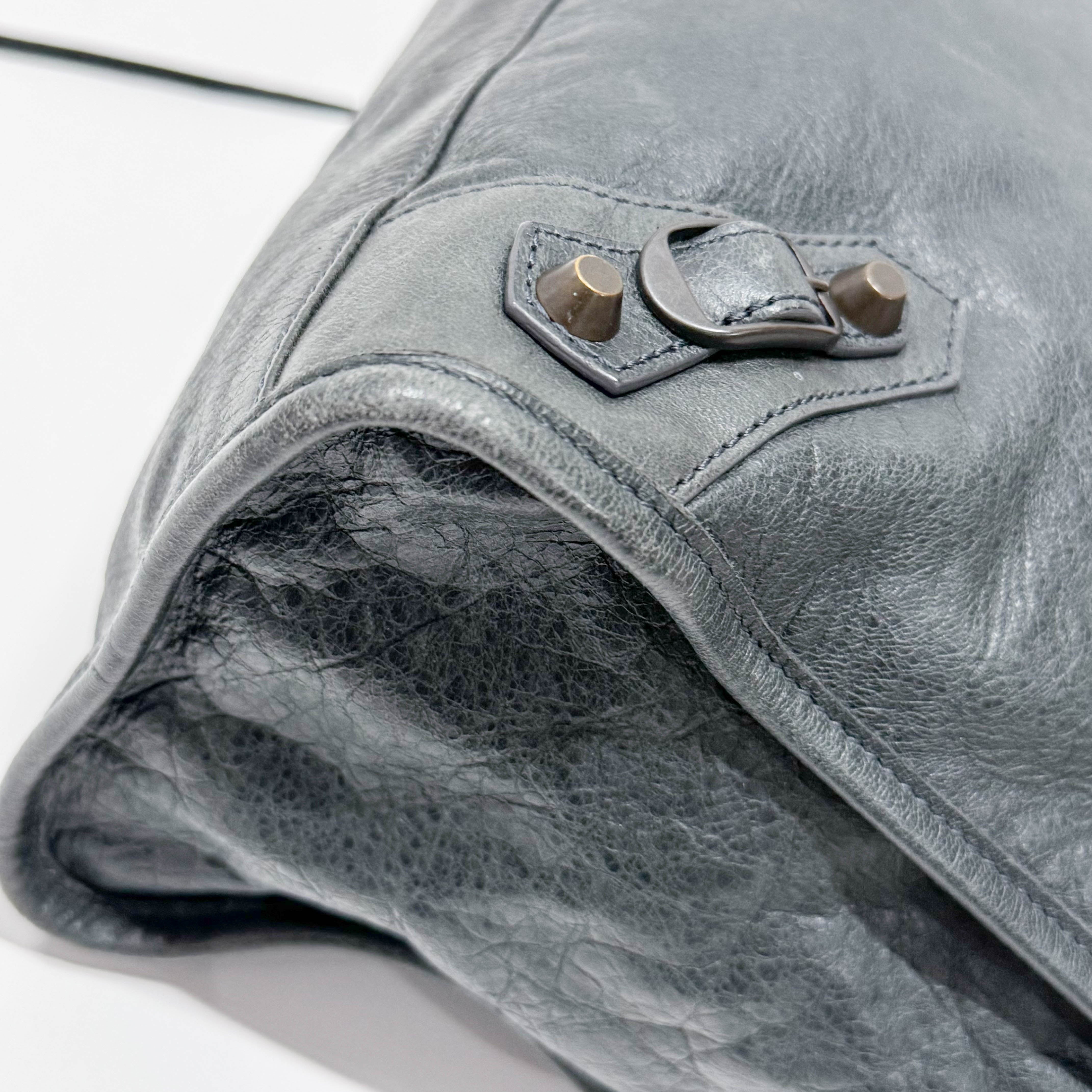 The City Grey Calfskin Leather Two Way Bag
