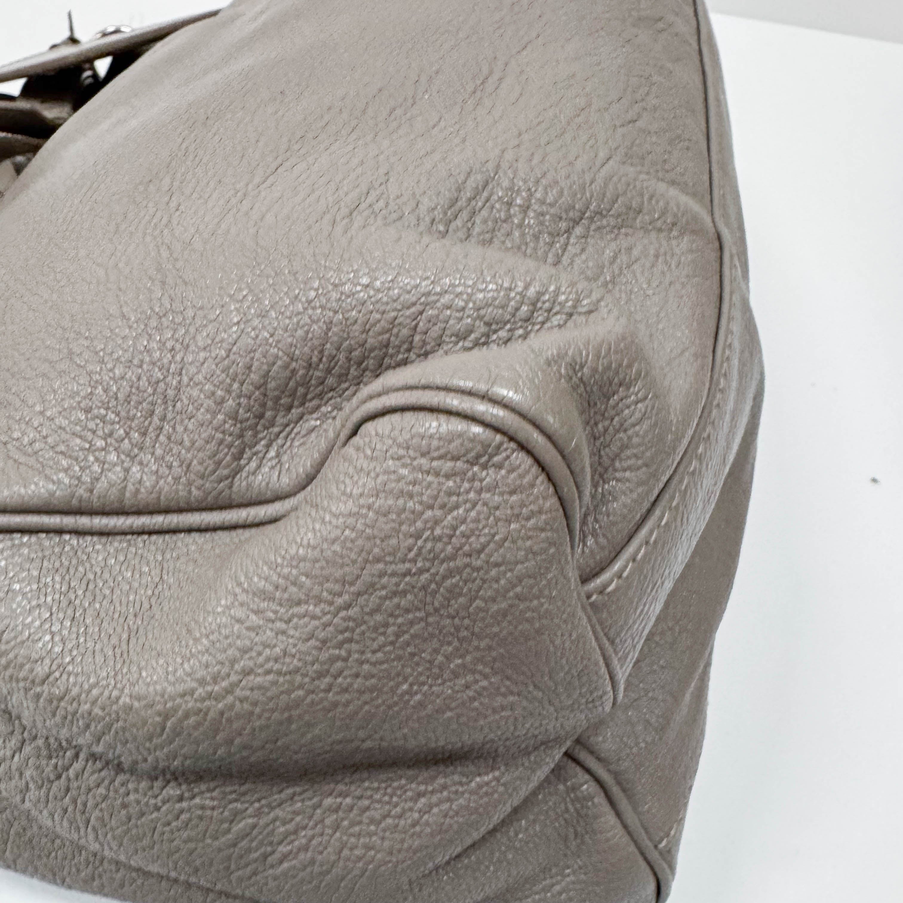 The Velo Grey Calfskin Leather Two Way Bag