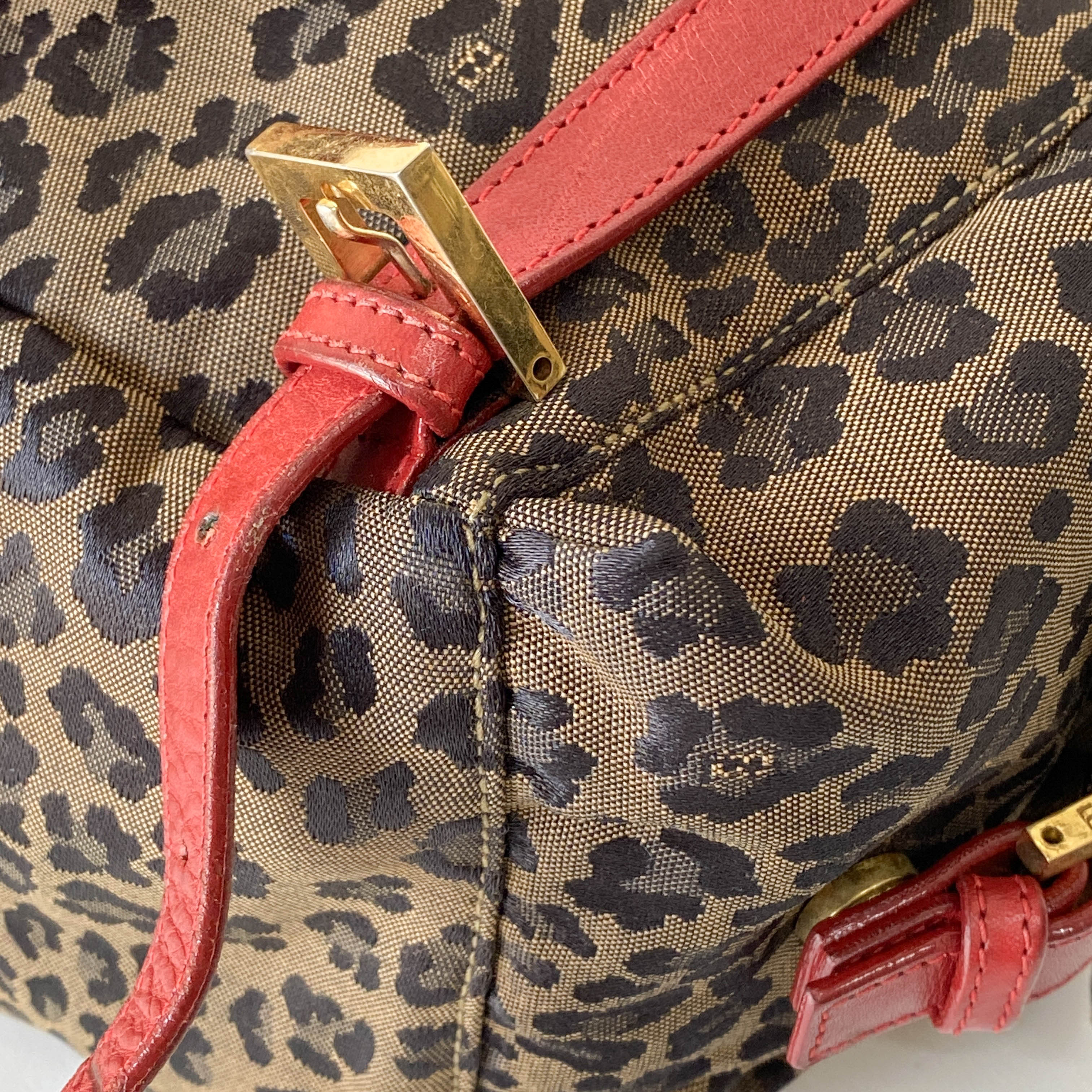 Brown Leopard Print Canvas Backpack