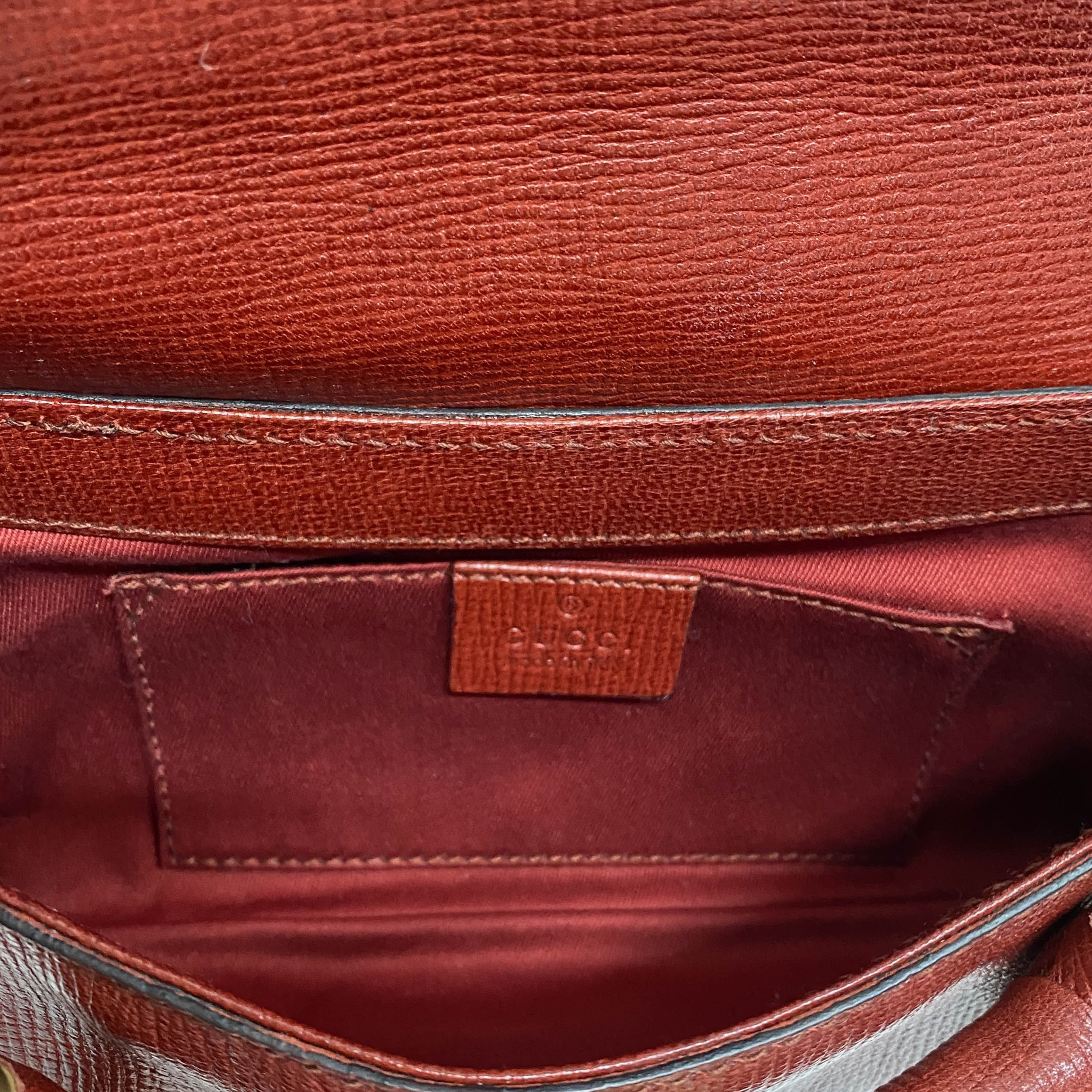 Horsebit Red Leather Chain Shoulder Bag