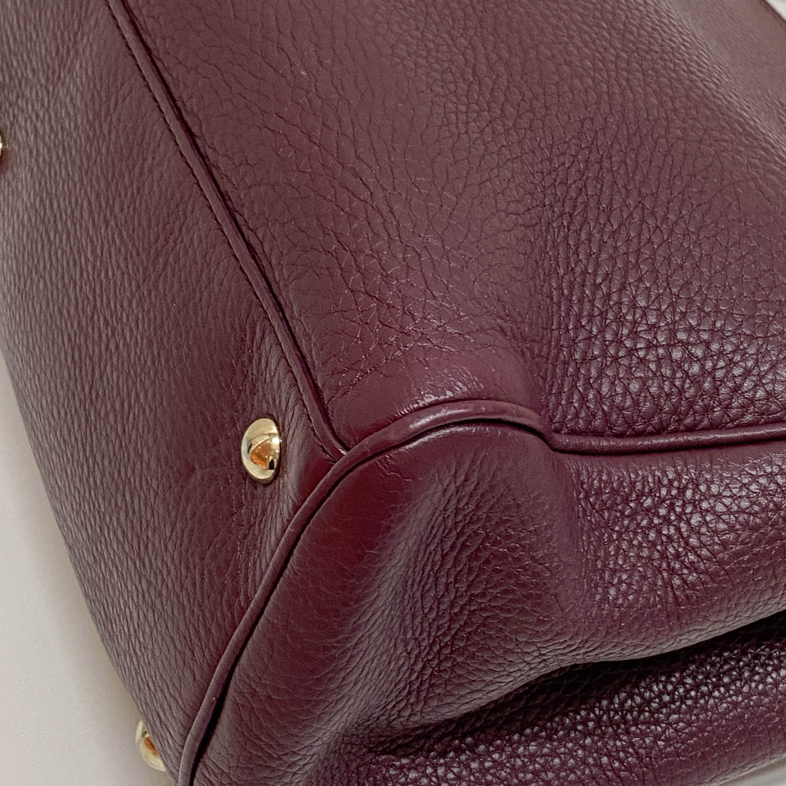 Bamboo Shopper Burgundy Leather Two Way Bag