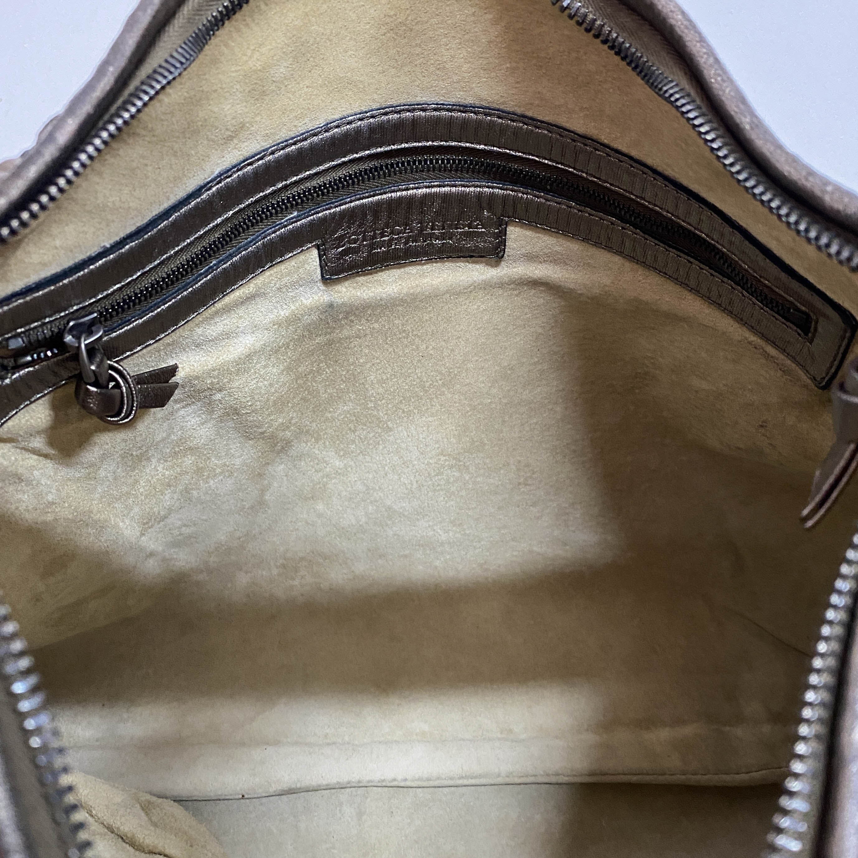 Intrecciato Gold Leather Hobo Bag