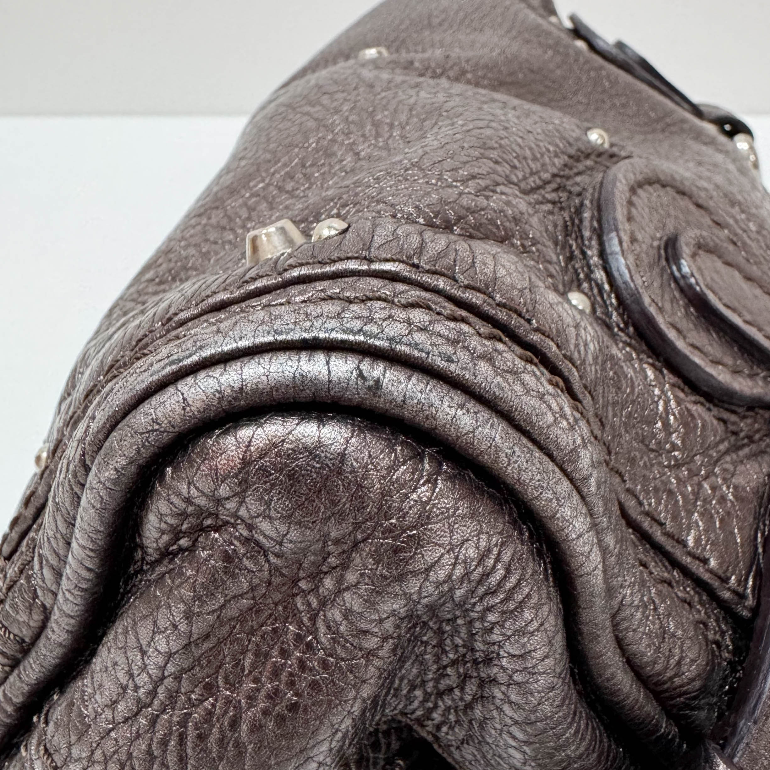 Mini Paddington Rose/Black Metallic Calfskin Leather Hand Bag