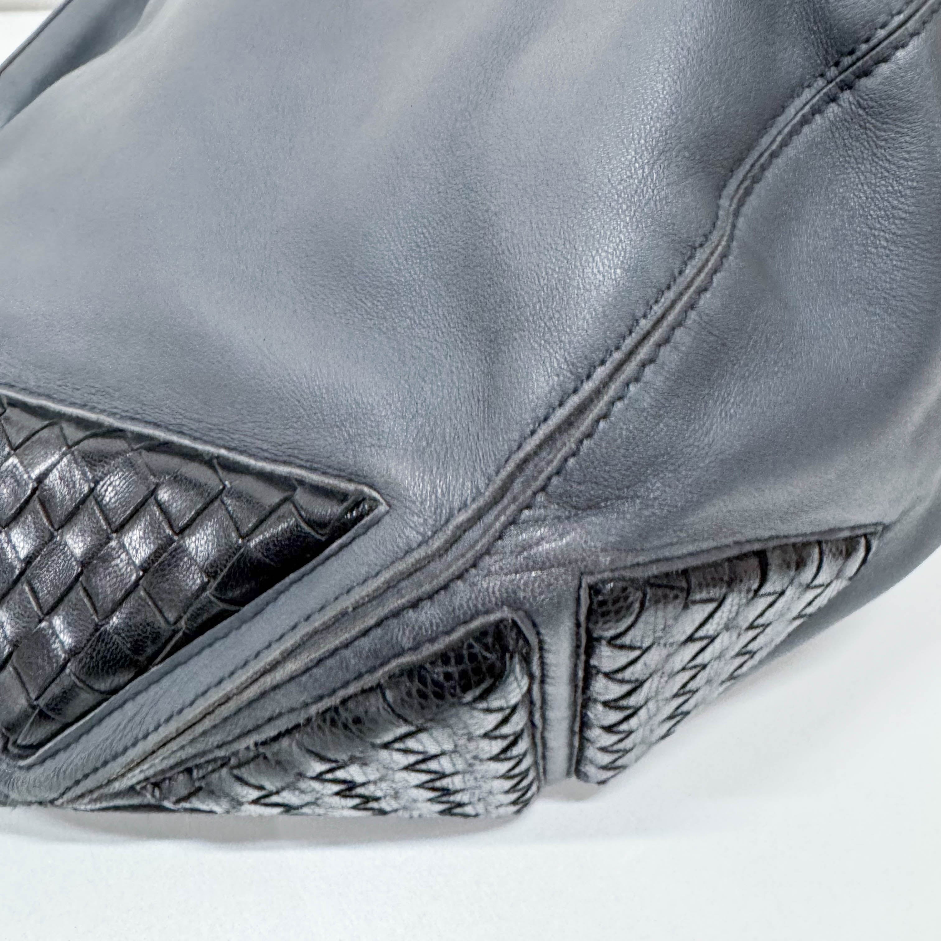 Vintage Grey Leather Two Way Bag