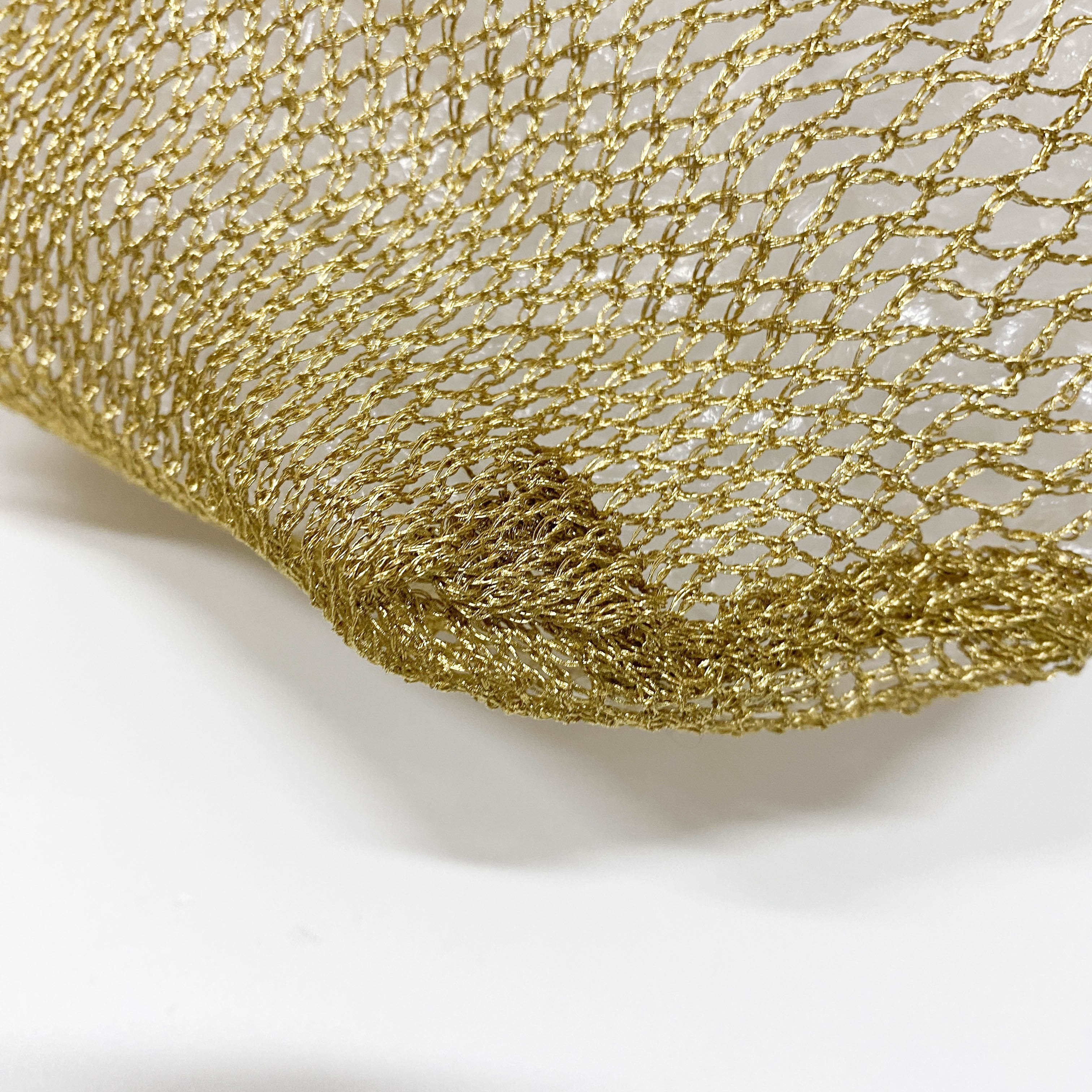 Triangle Logo Gold Mesh Handbag