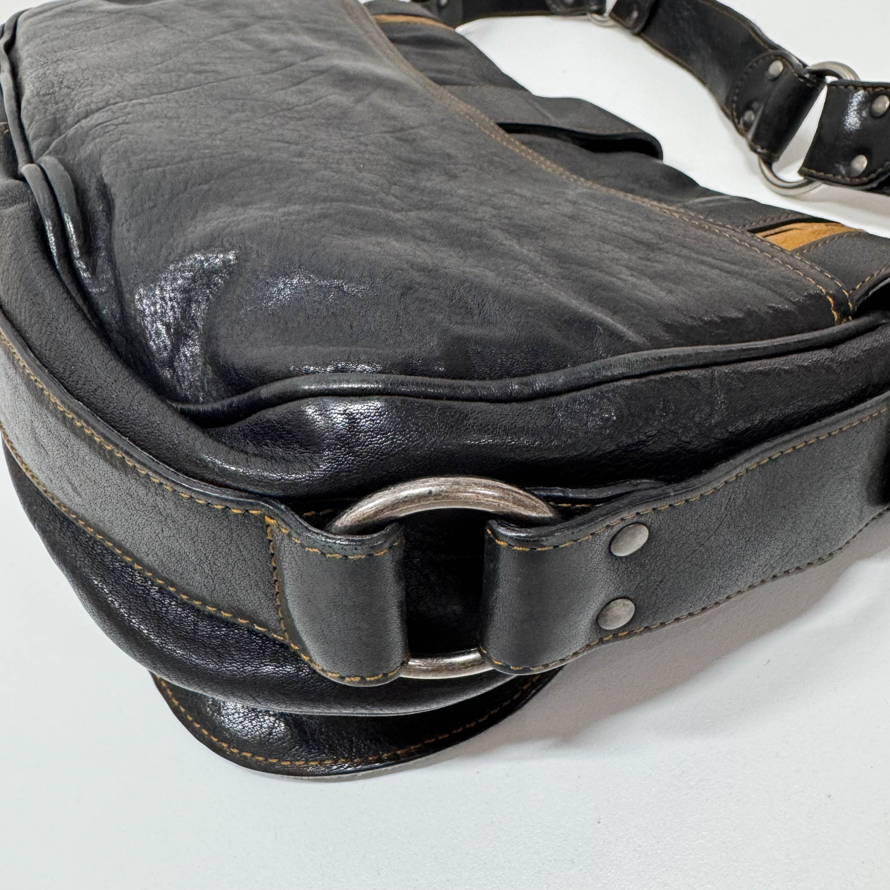 Gaucho Black Leather Shoulder Bag