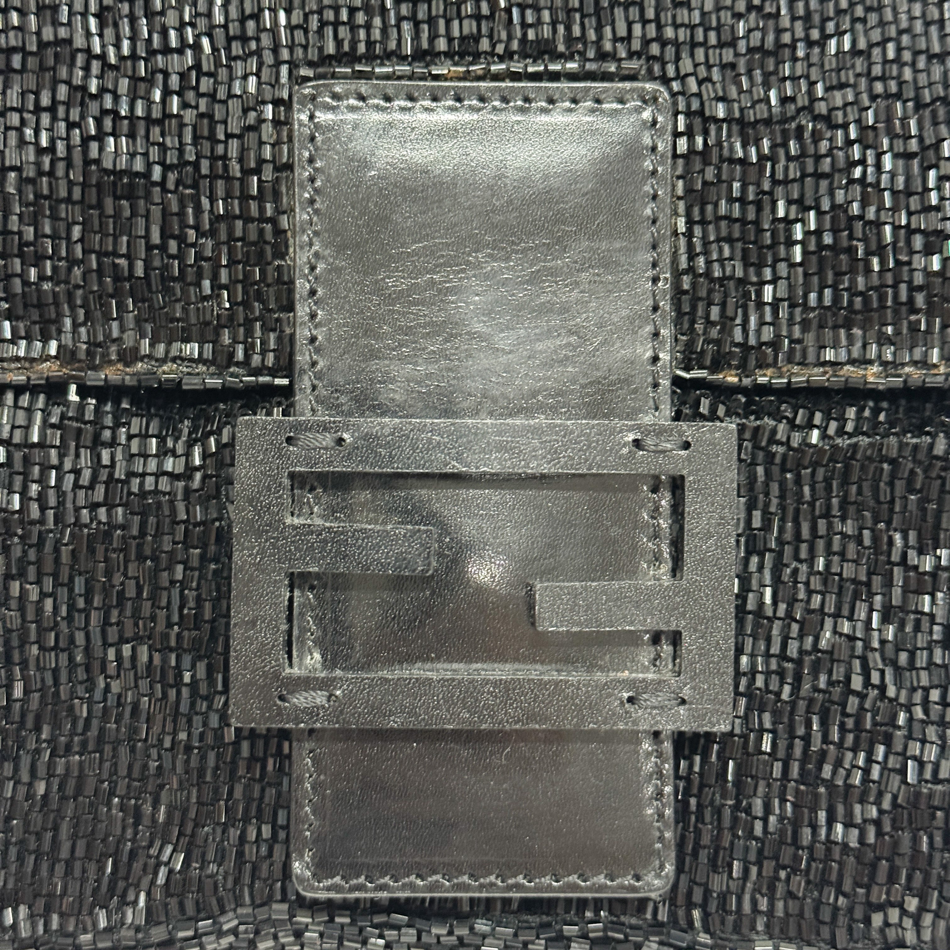 Baguette Black Beaded Shoulder Bag