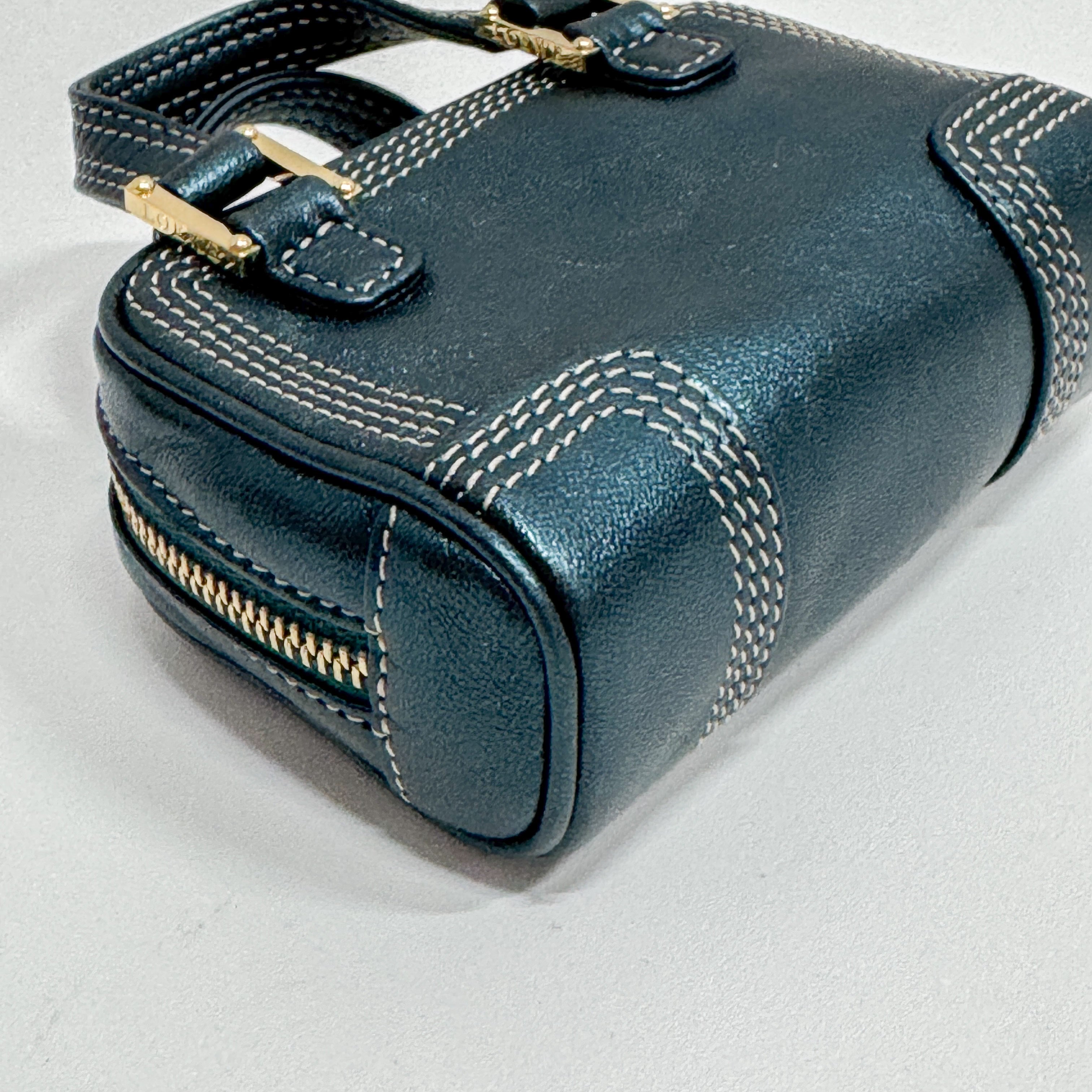 Amazona Micro Mini Blue Leather Two Way Bag