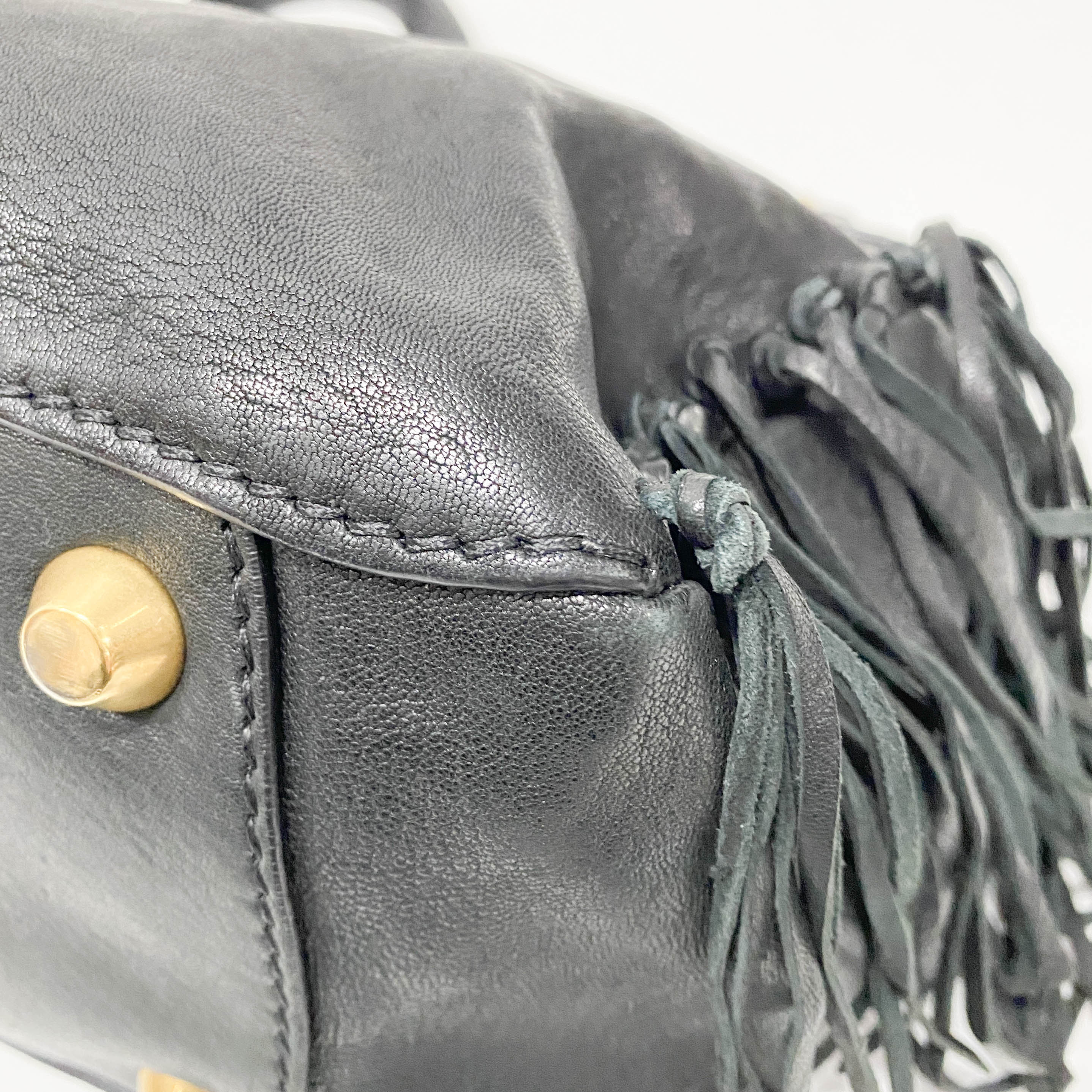 Vitello Caribu Black Calfskin Leather Hand Bag