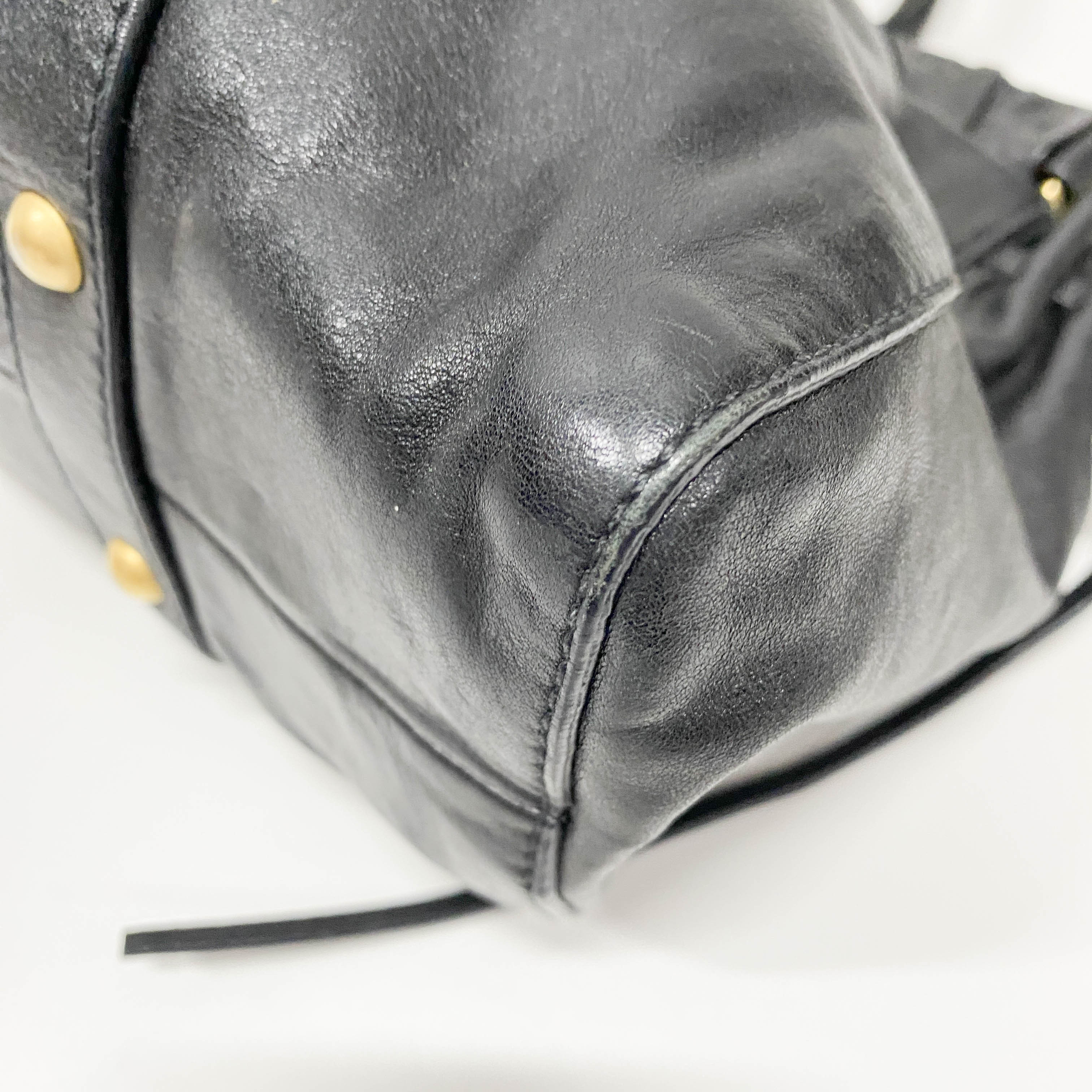 Vitello Black Calfskin Leather Two Way Bag