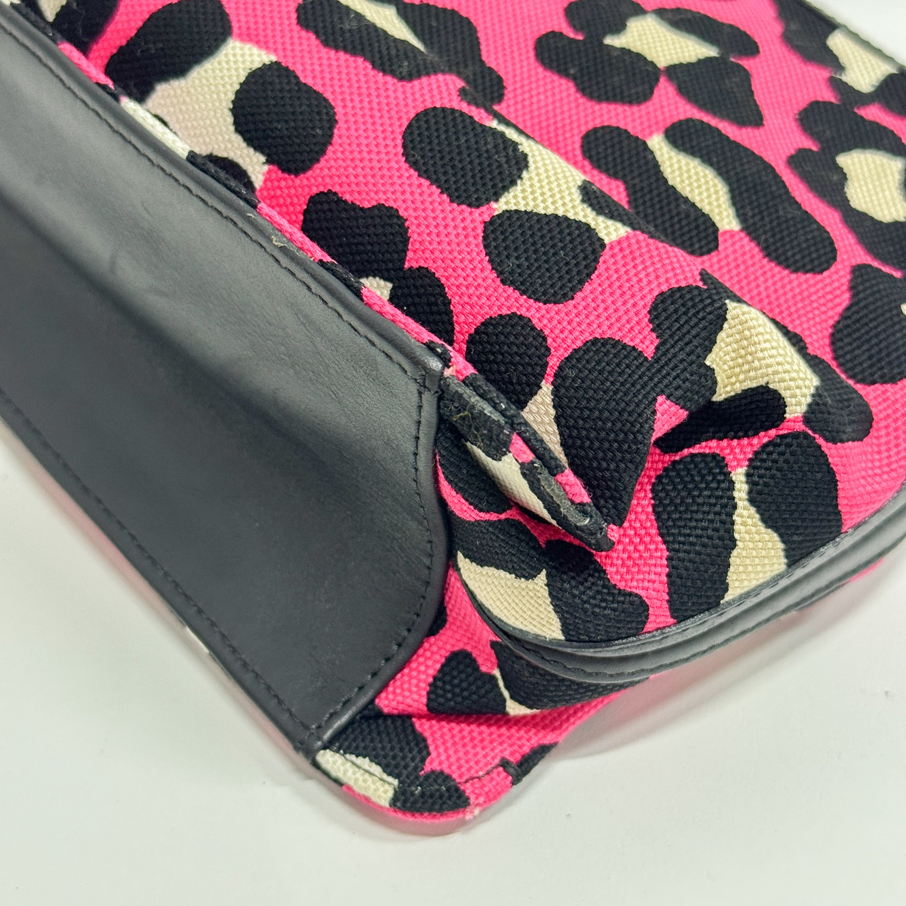 Pink Leopard Print Cotton Shoulder Bag