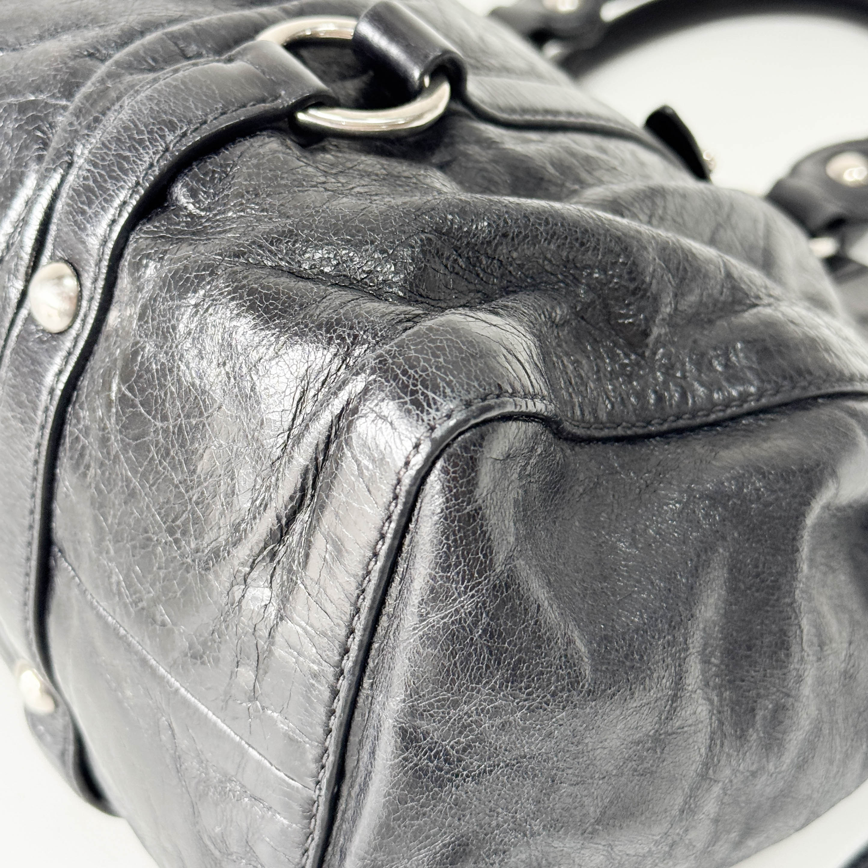 Vitello Black Leather Two Way Bag