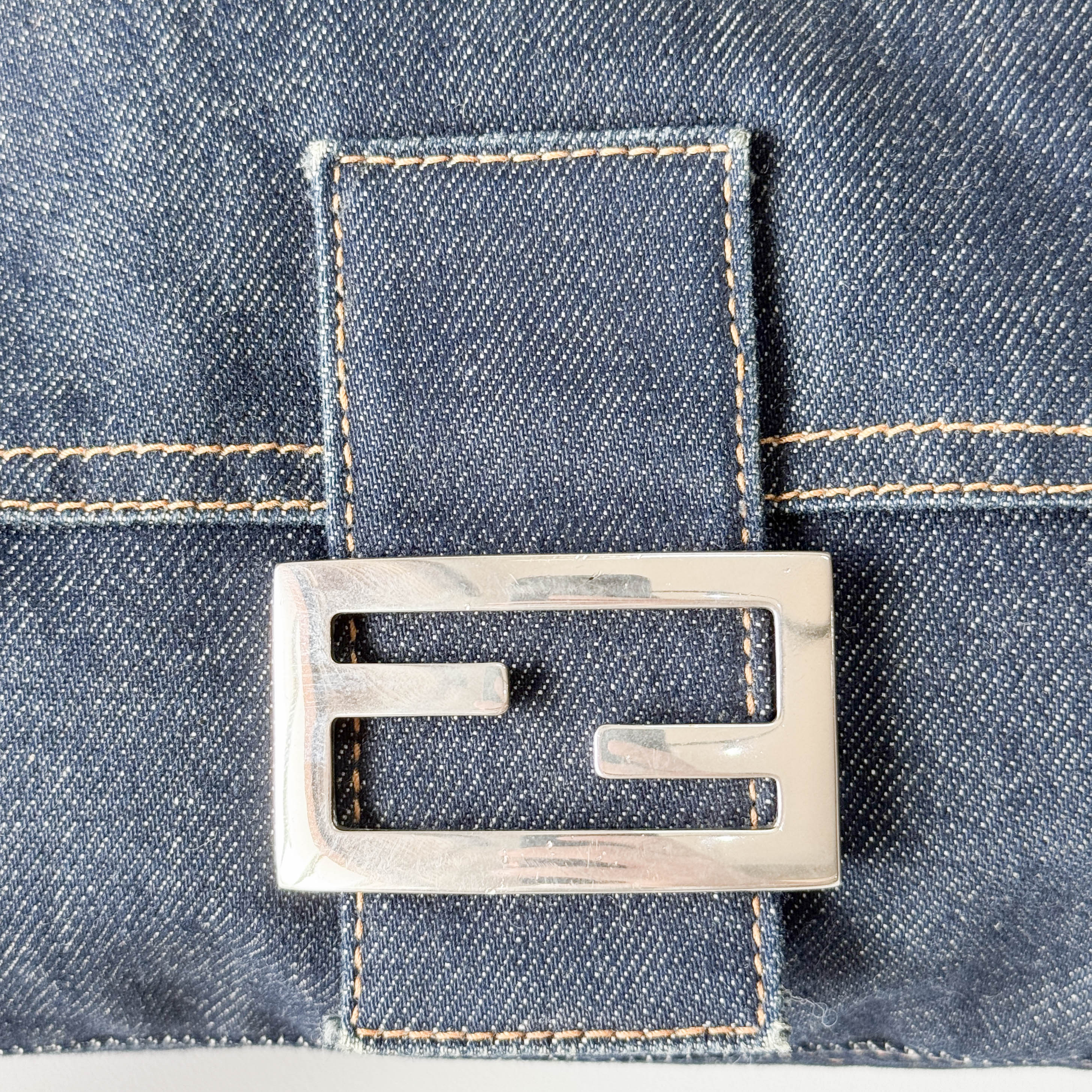 Mamma Baguette Blue Denim Shoulder Bag