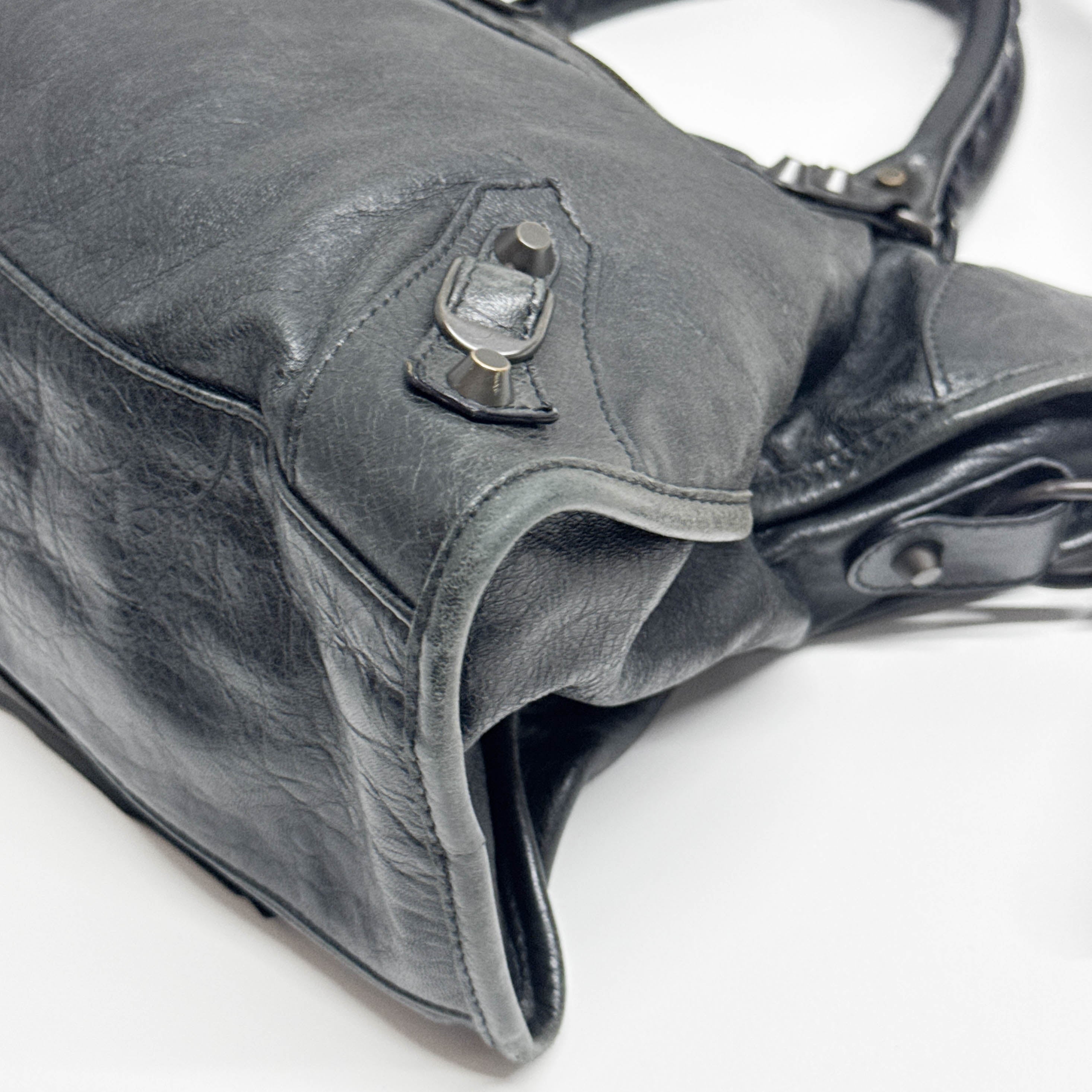 The City Black Calfskin Leather Two Way Bag
