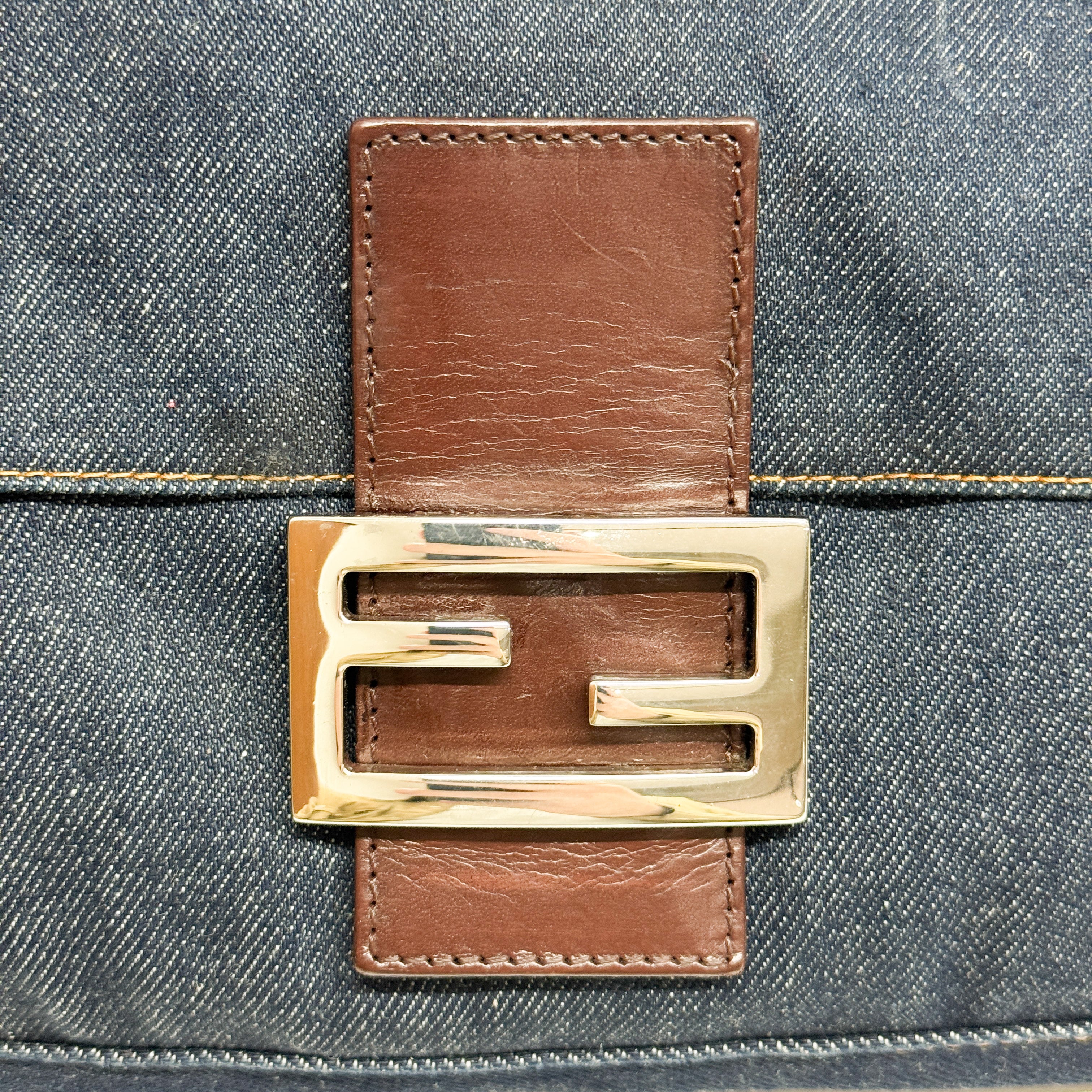 Baguette Blue Denim Shoulder Bag
