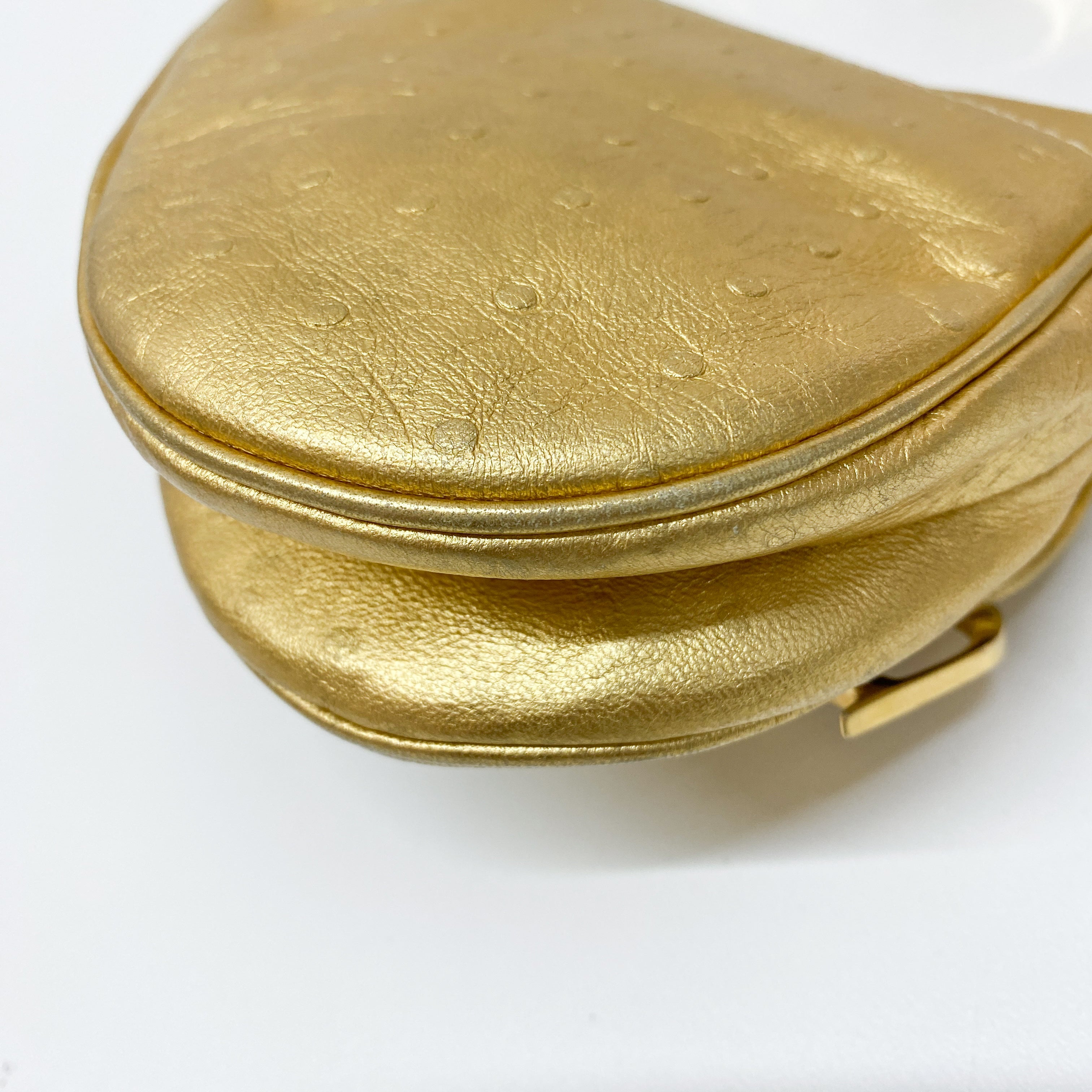 Saddle Gold Leather Shoulder Bag