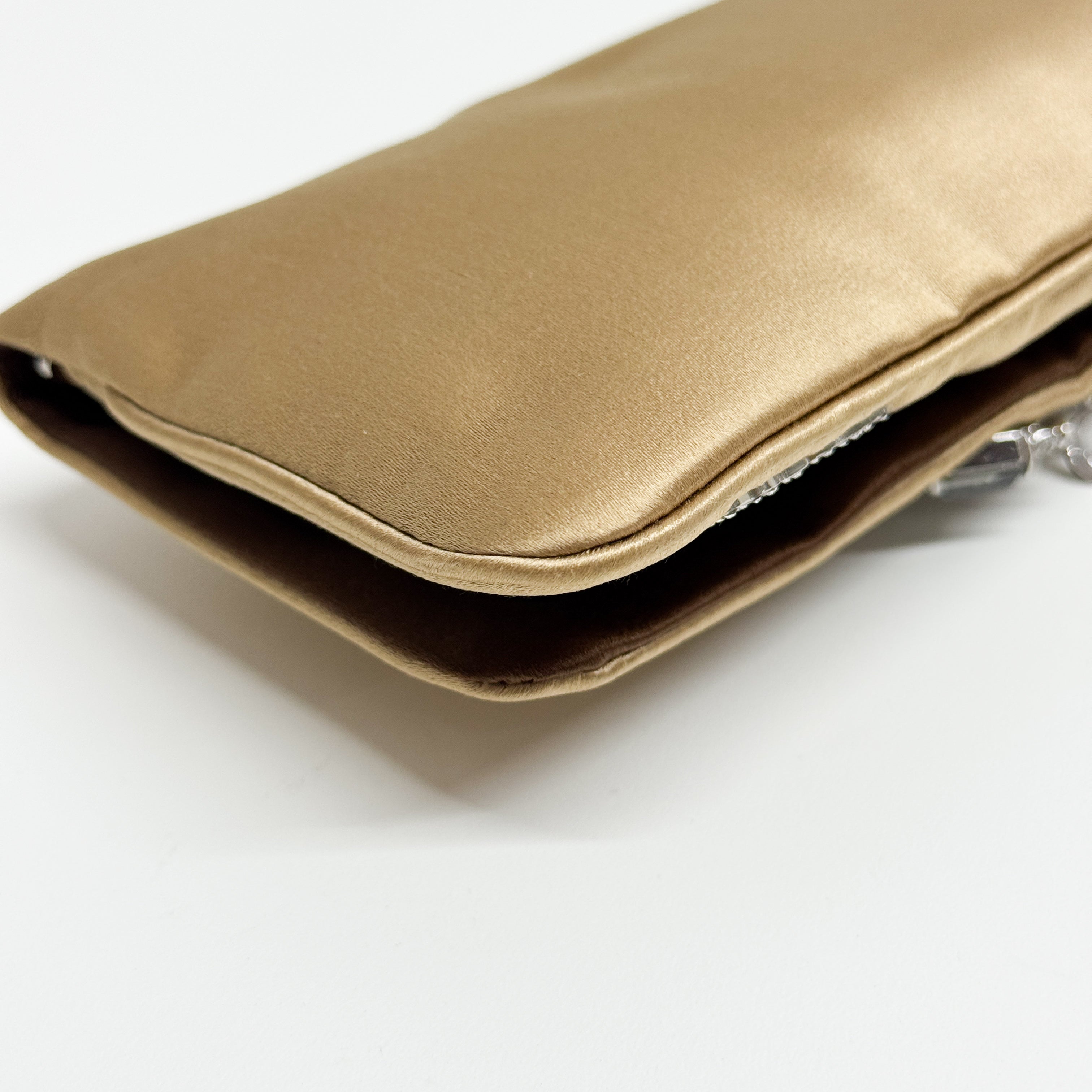 Gold Satin Clutch/Crossbody Bag