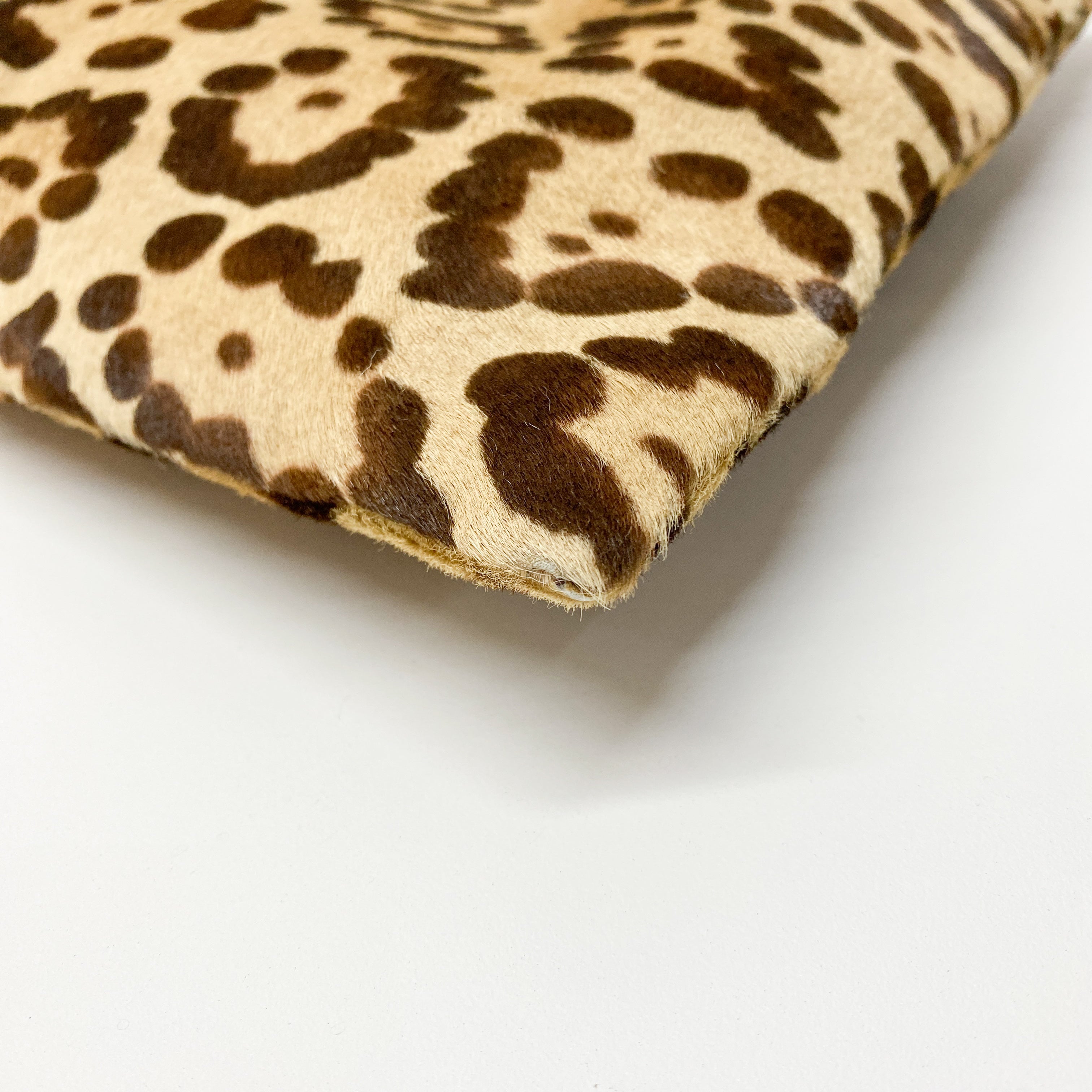 Brown Leopard Print Pony Hair Ring Handle Tote Bag