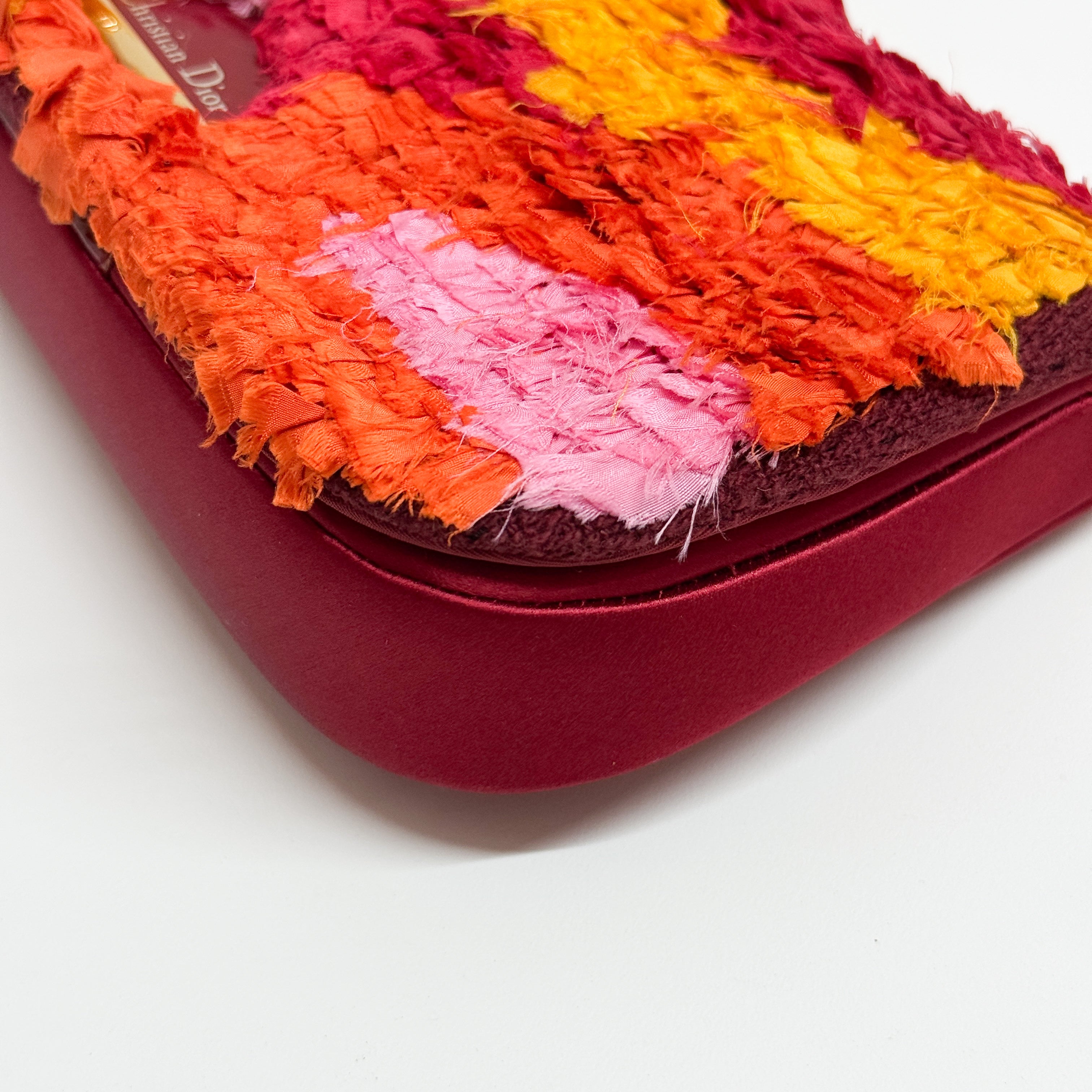 Malice Pearl Chain Silk Burgundy Muliticolor Shoulder Bag