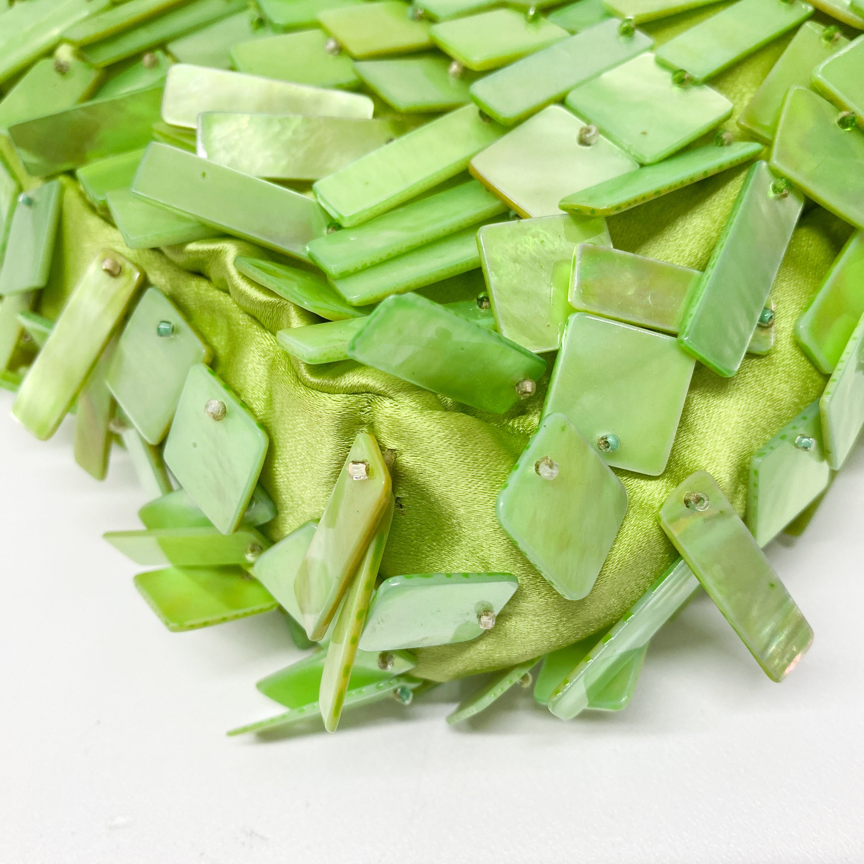 Limited Edition Baguette Mother Of Pearl Green Satin Shoulder Bag