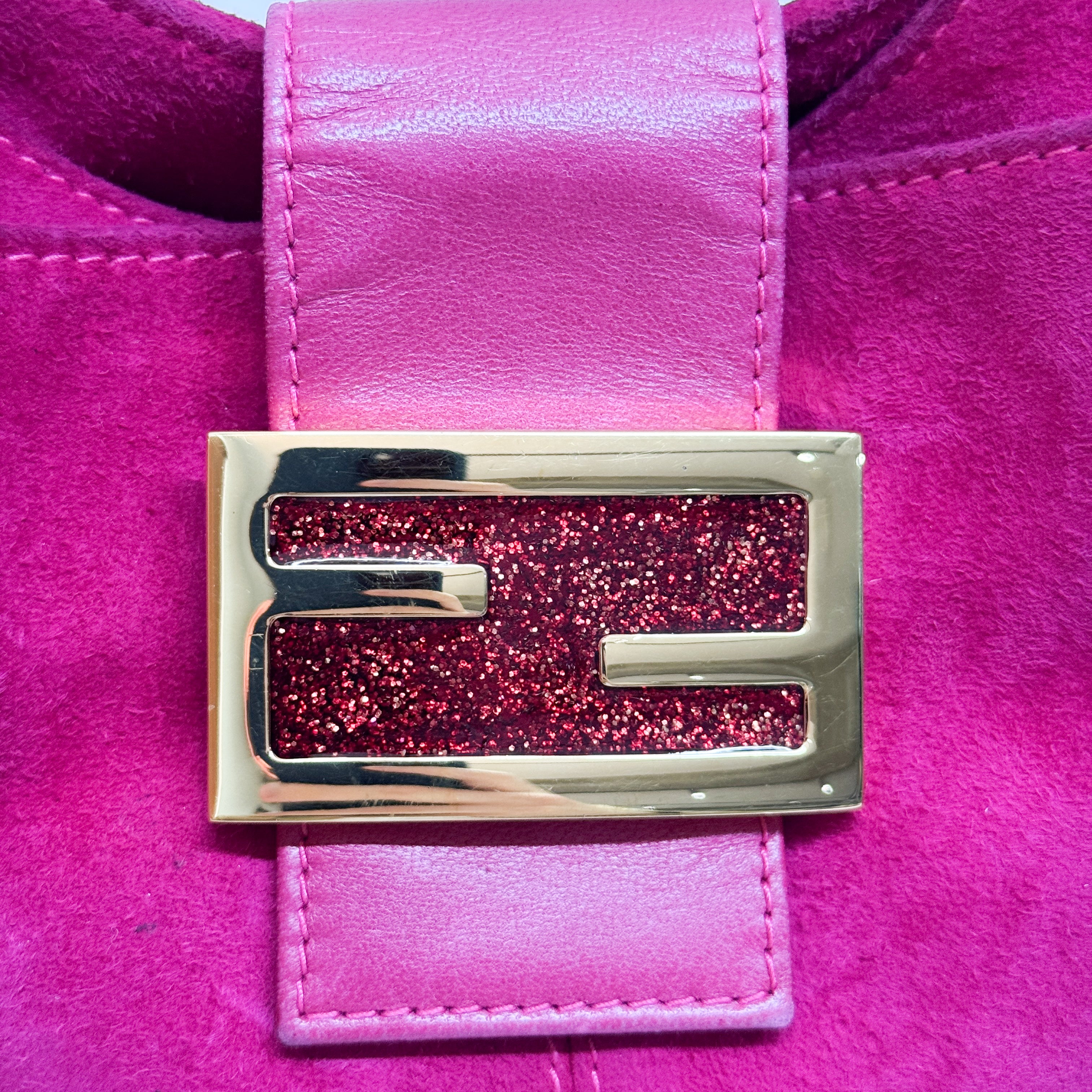 Mamma Baguette Pink Suede Shoulder Bag