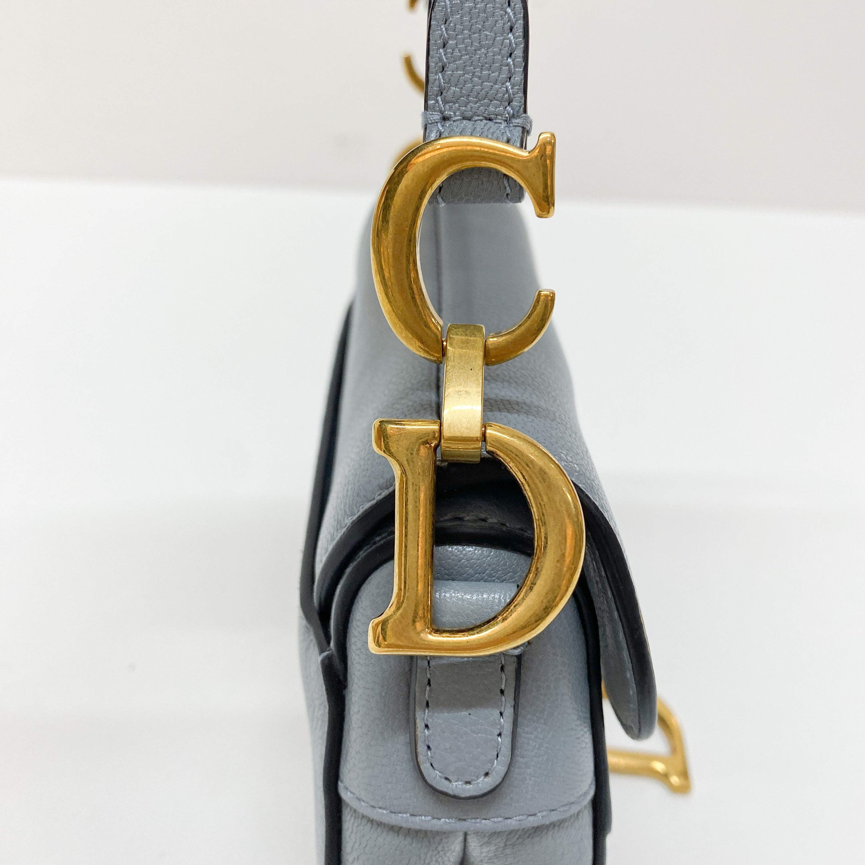 Mini Saddle Blue Leather Hand Bag