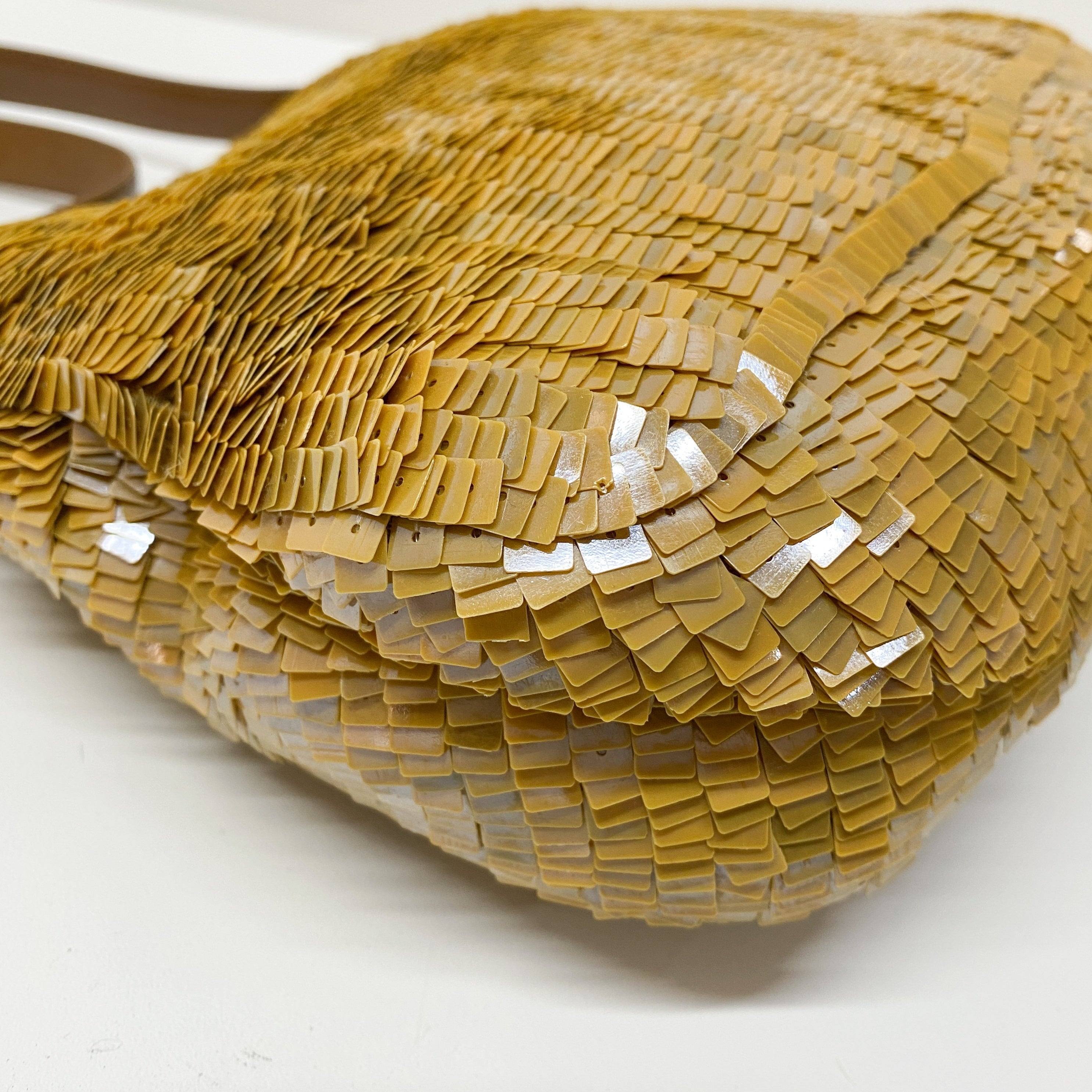 Mamma Baguette Caramel Brown Sequin Shoulder Bag