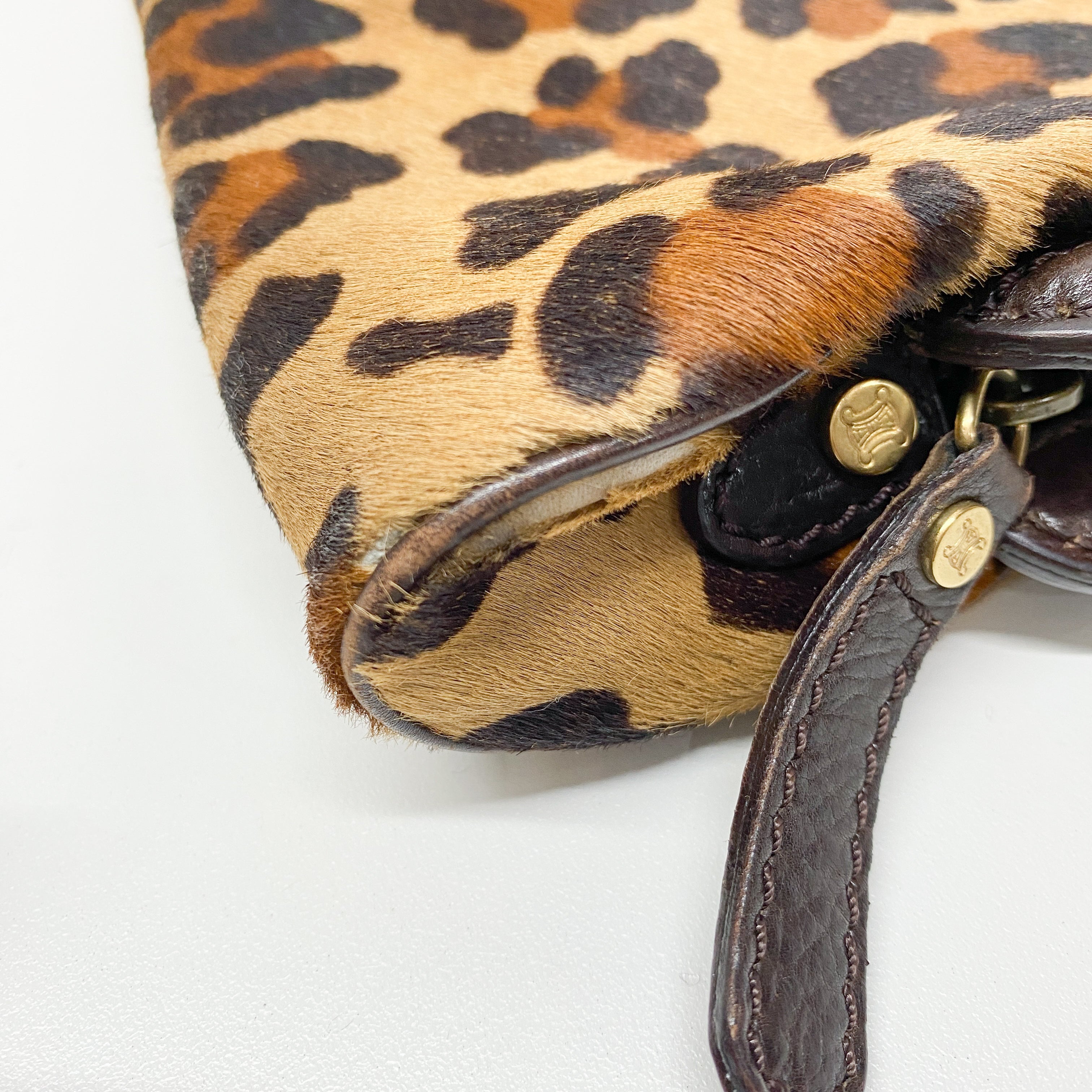 Vintage Brown Leopard Print Pony Hair Two Way Bag