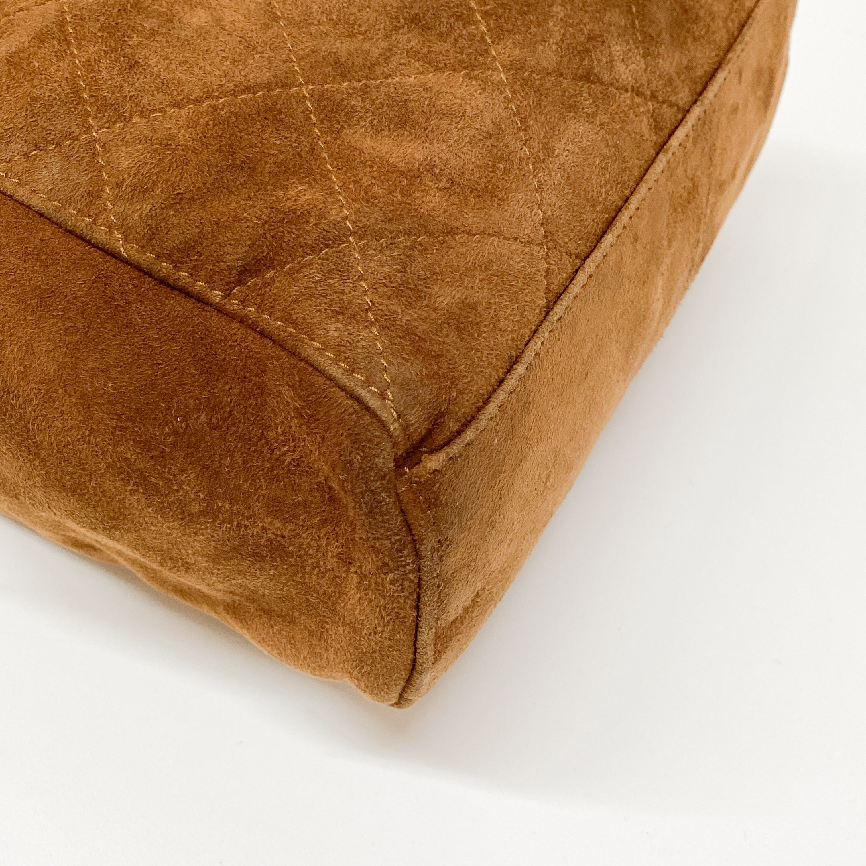 Gold Chain Brown Suede Shoulder Bag