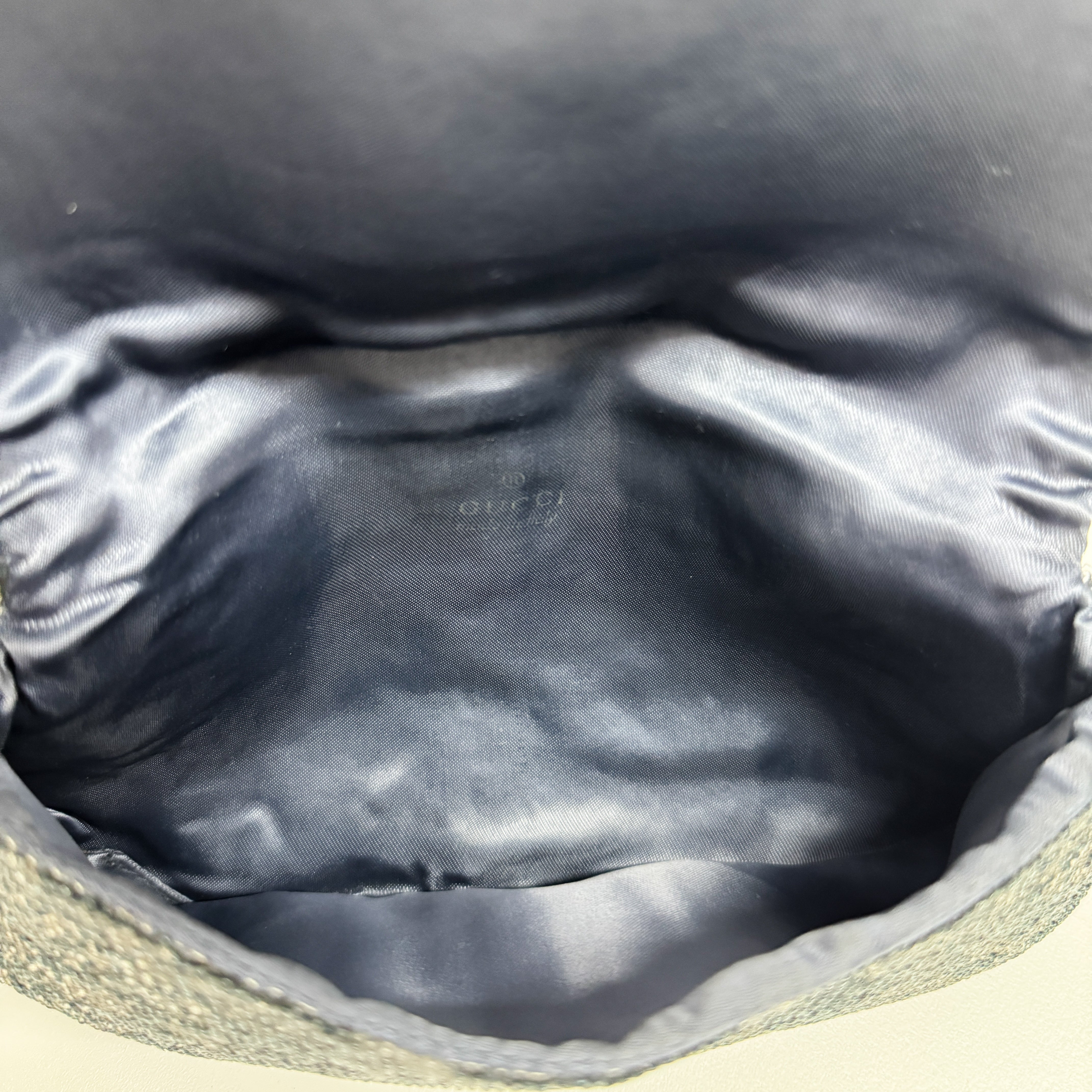 Navy Beaded Chain Shoulder Bag