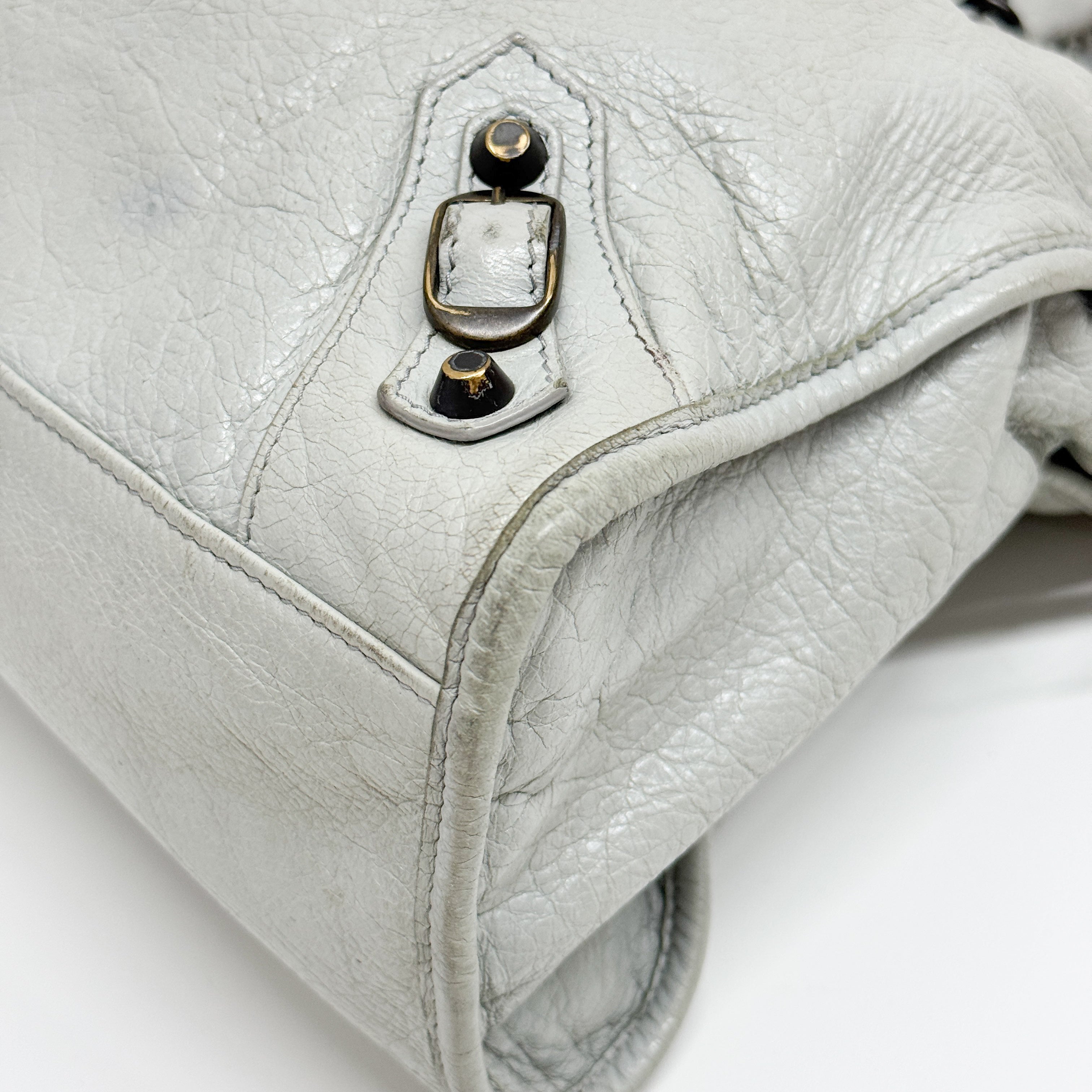 The City Grey Calfskin Leather Two Way Bag
