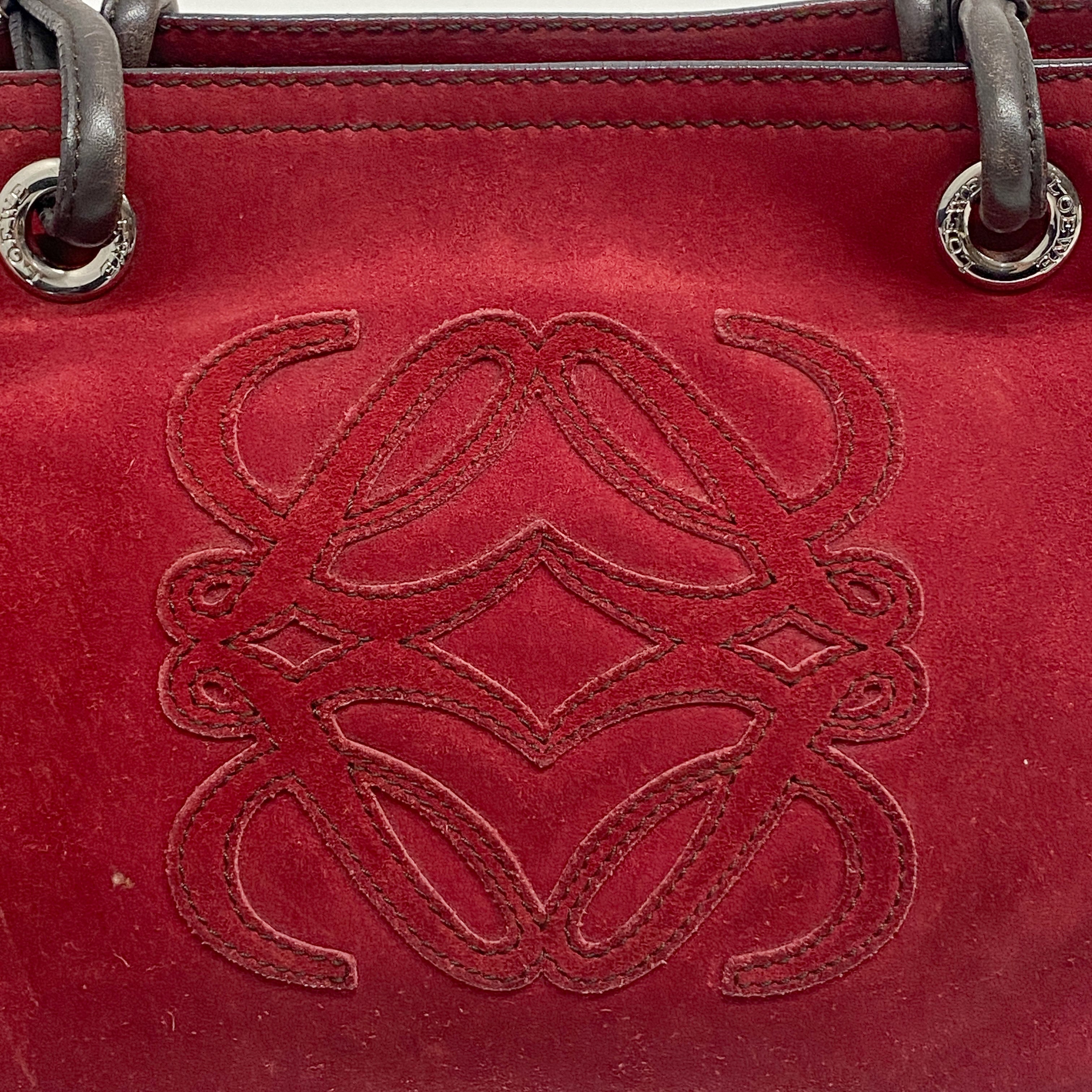 Vintage Red Suede Shoulder Bag