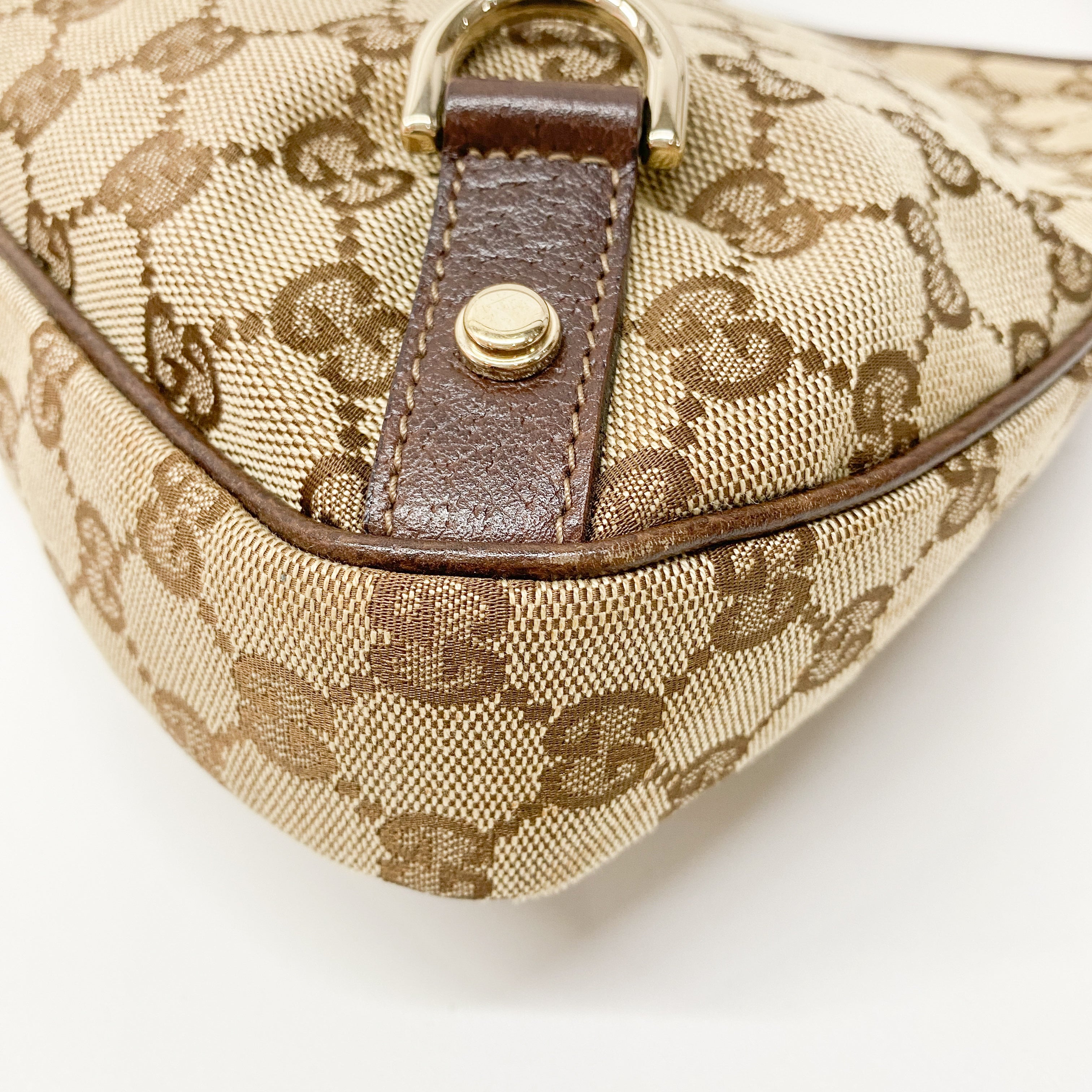 Abbey D-Ring GG Brown Canvas Hobo Bag