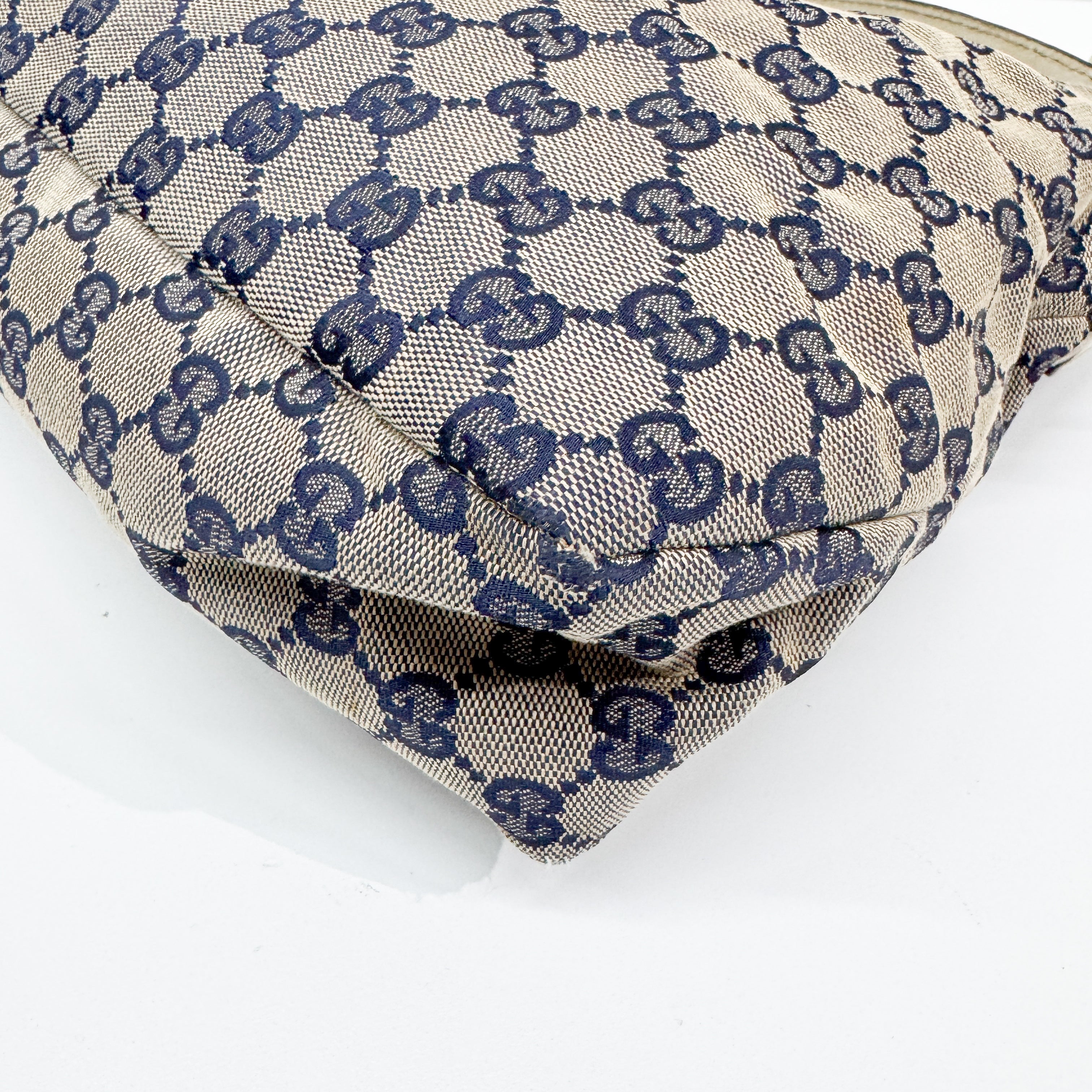 Horsebit Beige Canvas Shoulder Bag