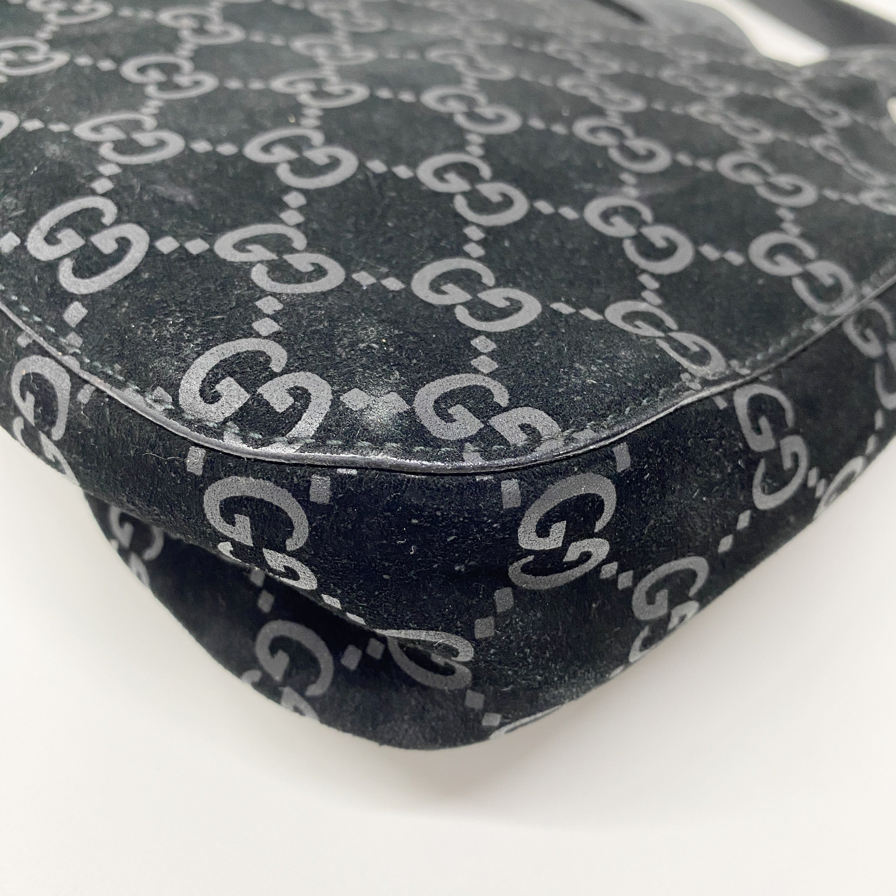 GG Black Suede Bucket Shoulder Bag