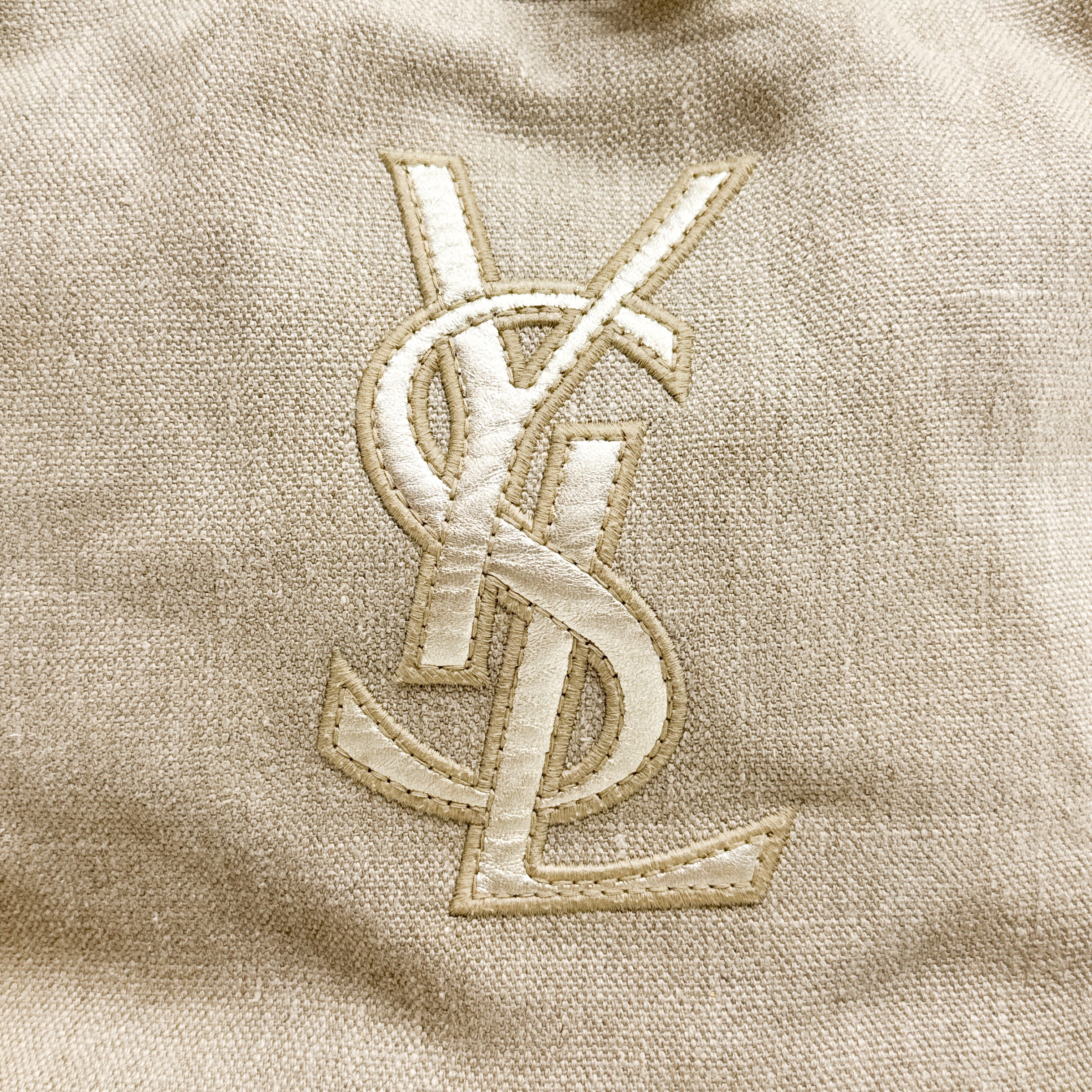 Beige Cotton Crossbody Bag