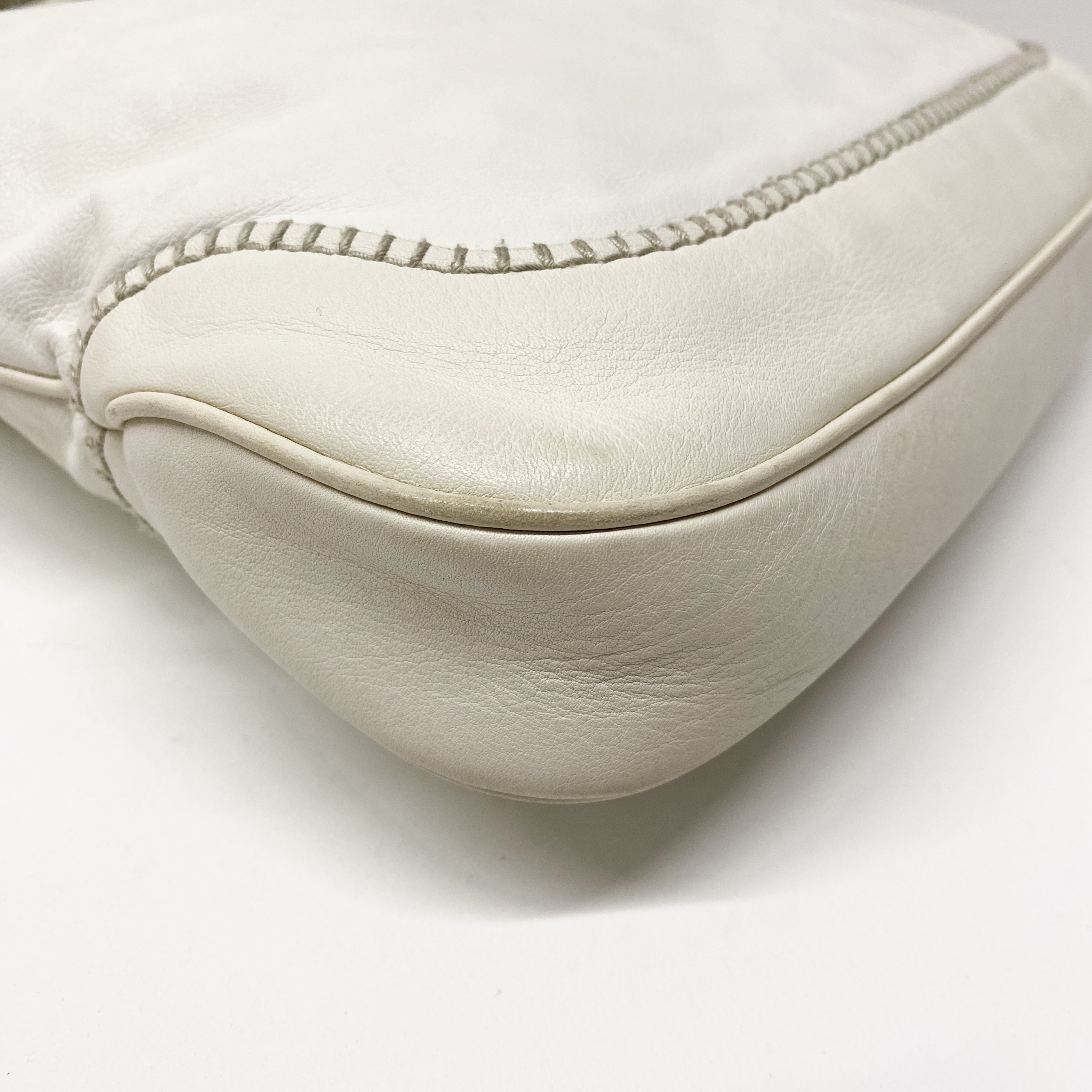 Jackie White Leather Shoulder Bag