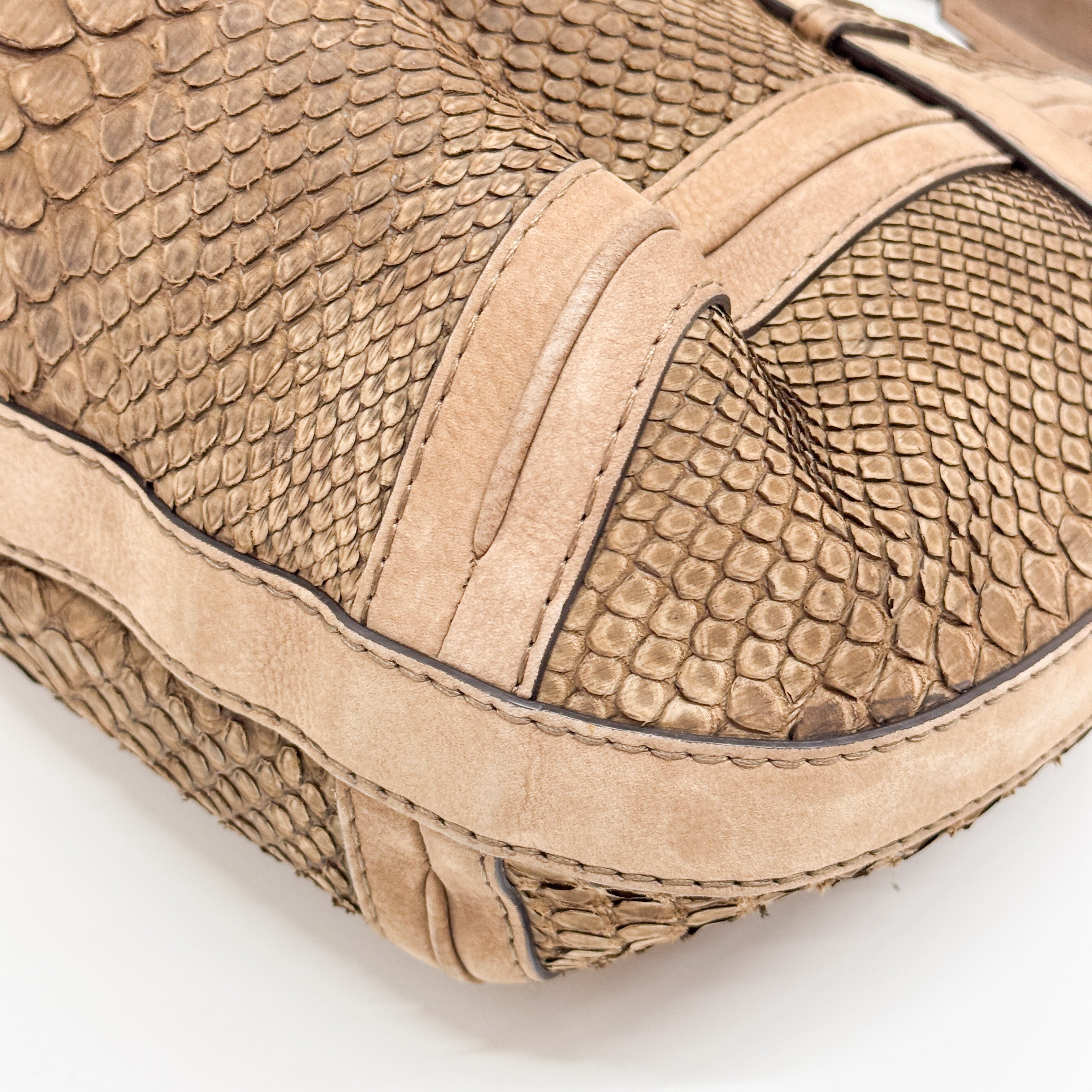 Wave Brown Python Embossed Leather Shoulder Bag