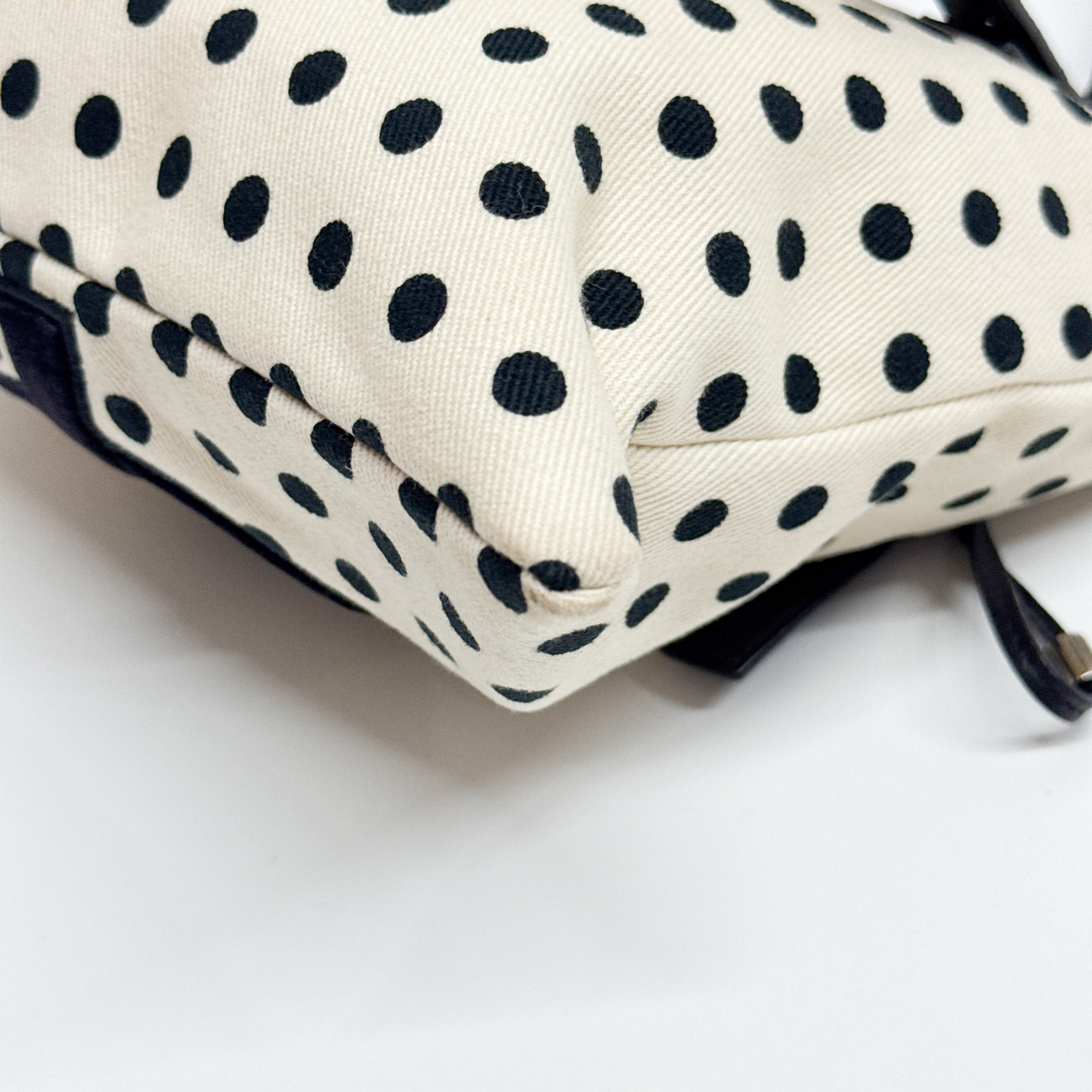 Blue Dotted White Cotton Tote Bag
