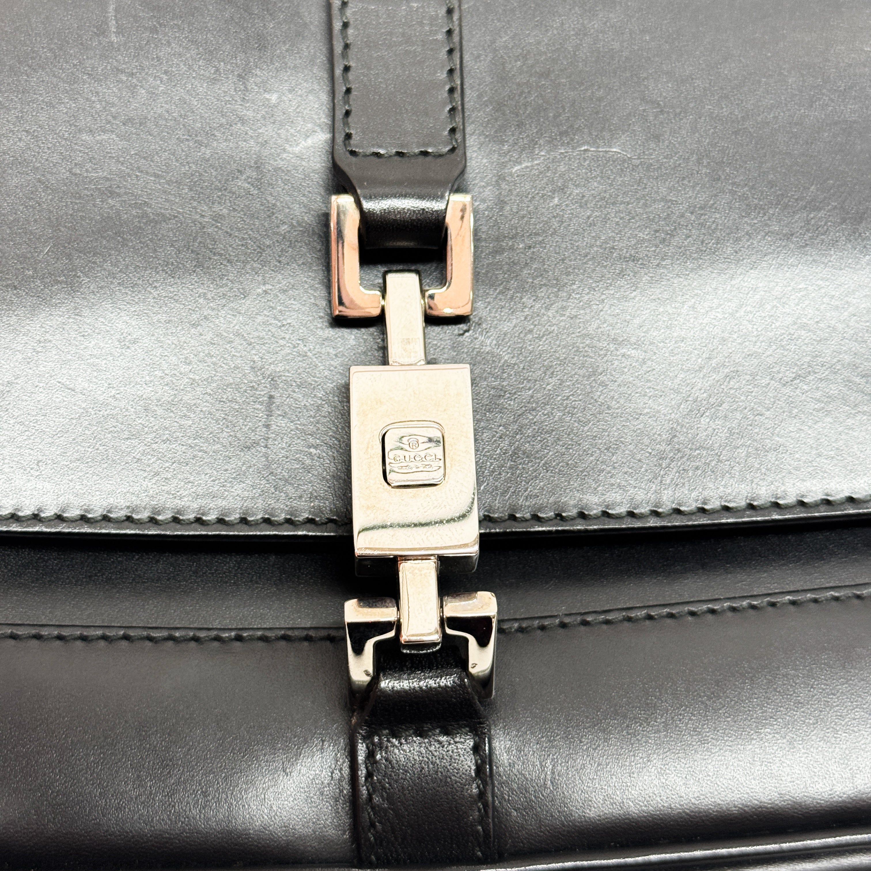 Jackie Black Calfskin Leather Shoulder Bag