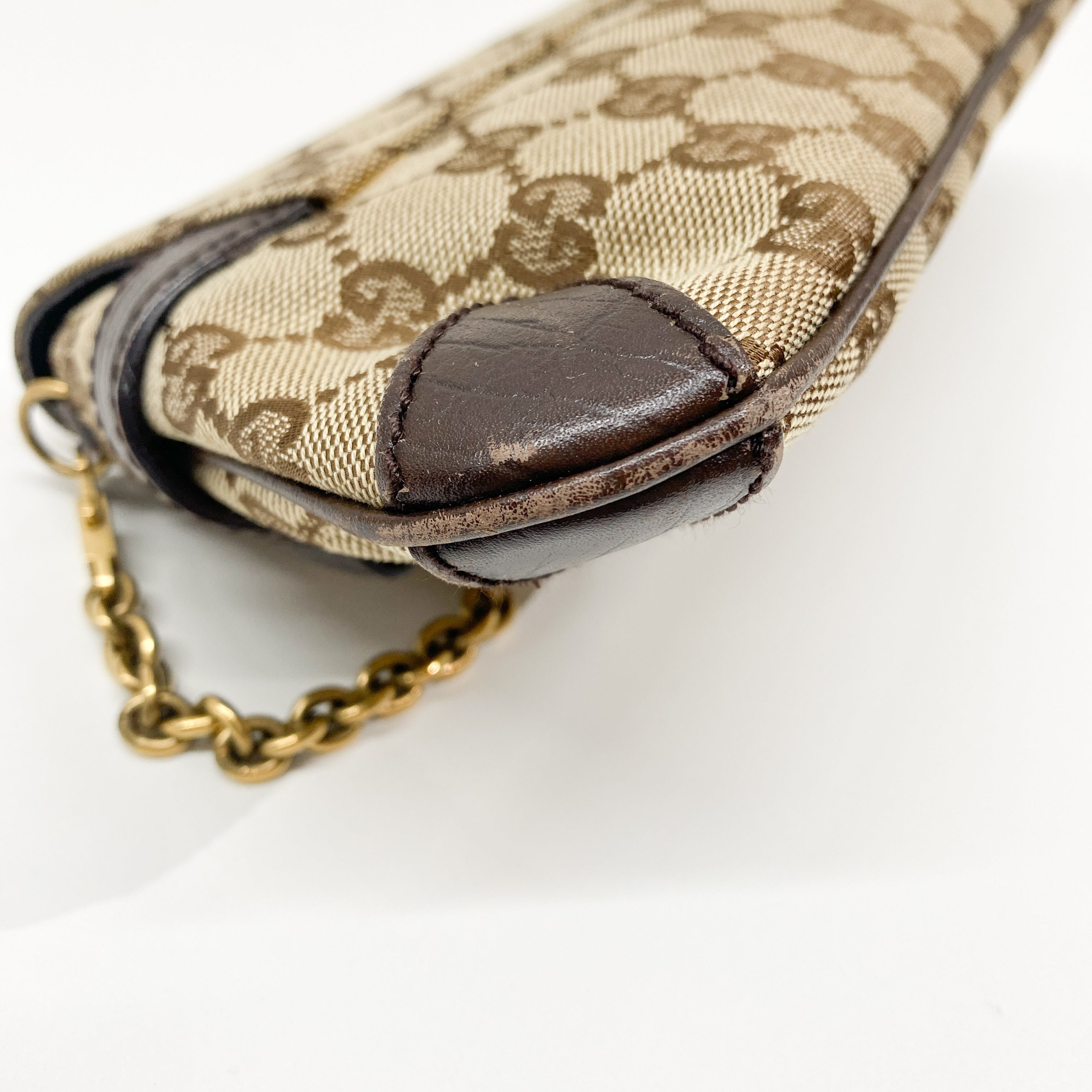 Horsebit Brown Canvas Shoulder Bag