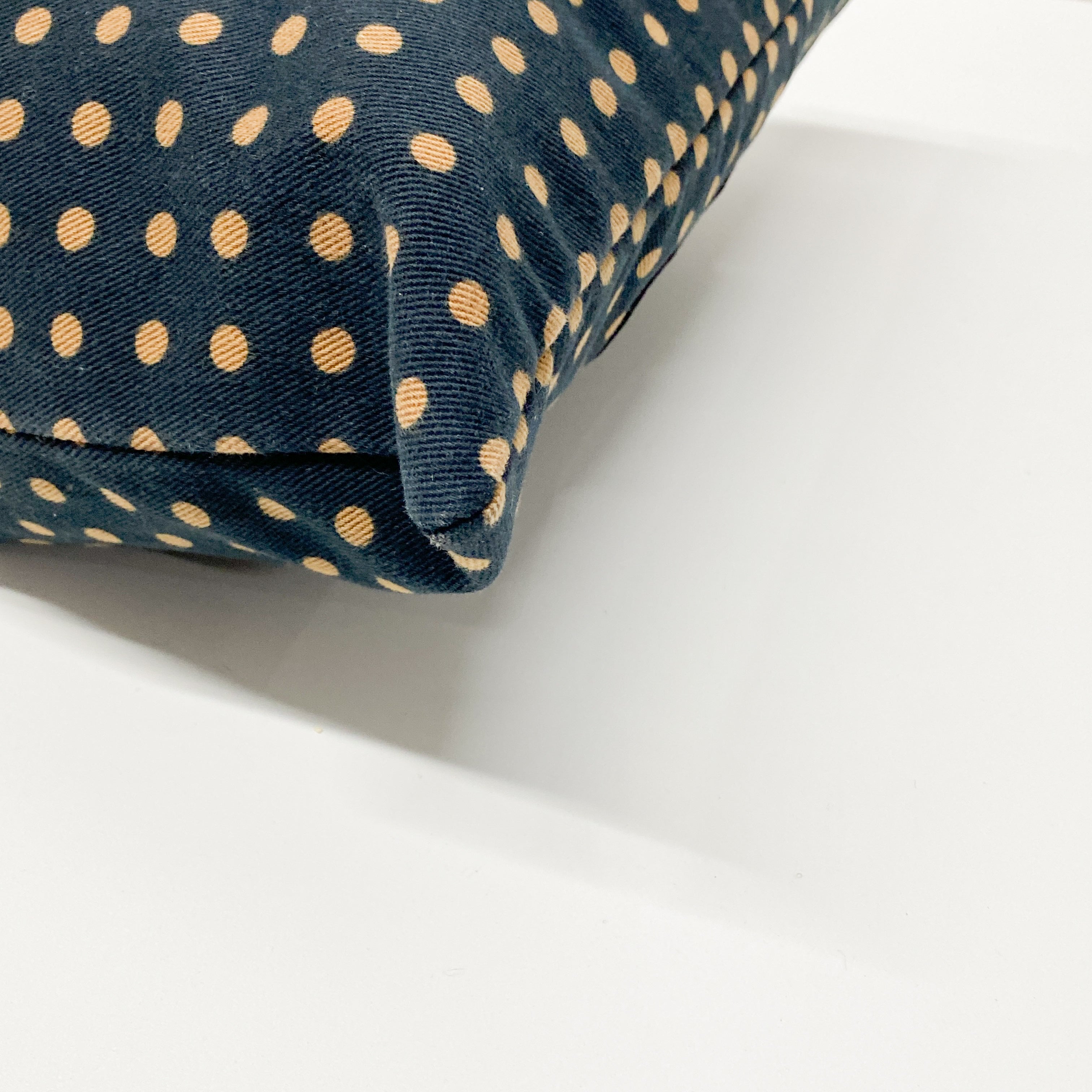 Yellow Dotted Canvas Blue Tote Bag