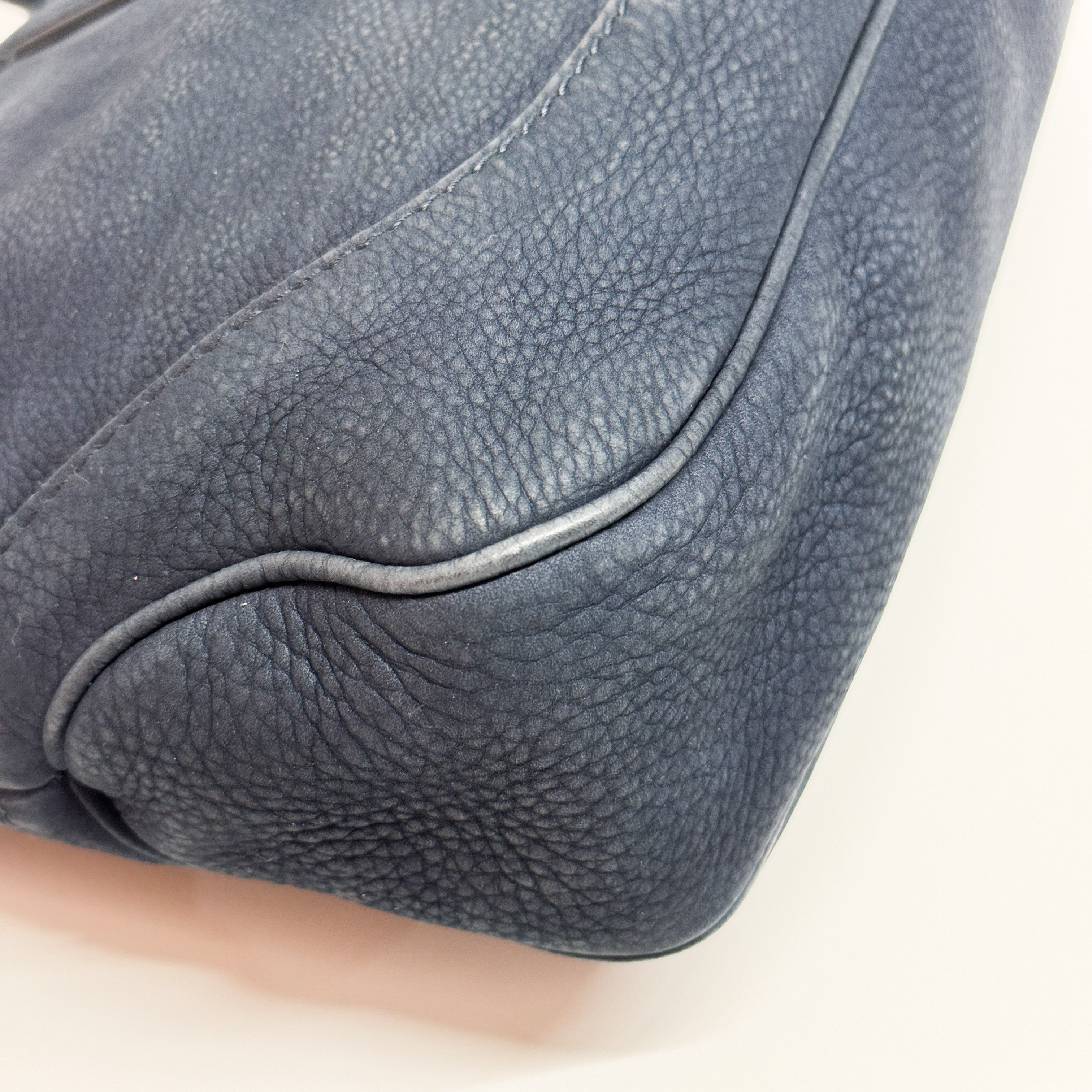 Jackie Dark Blue Suede Shoulder Bag