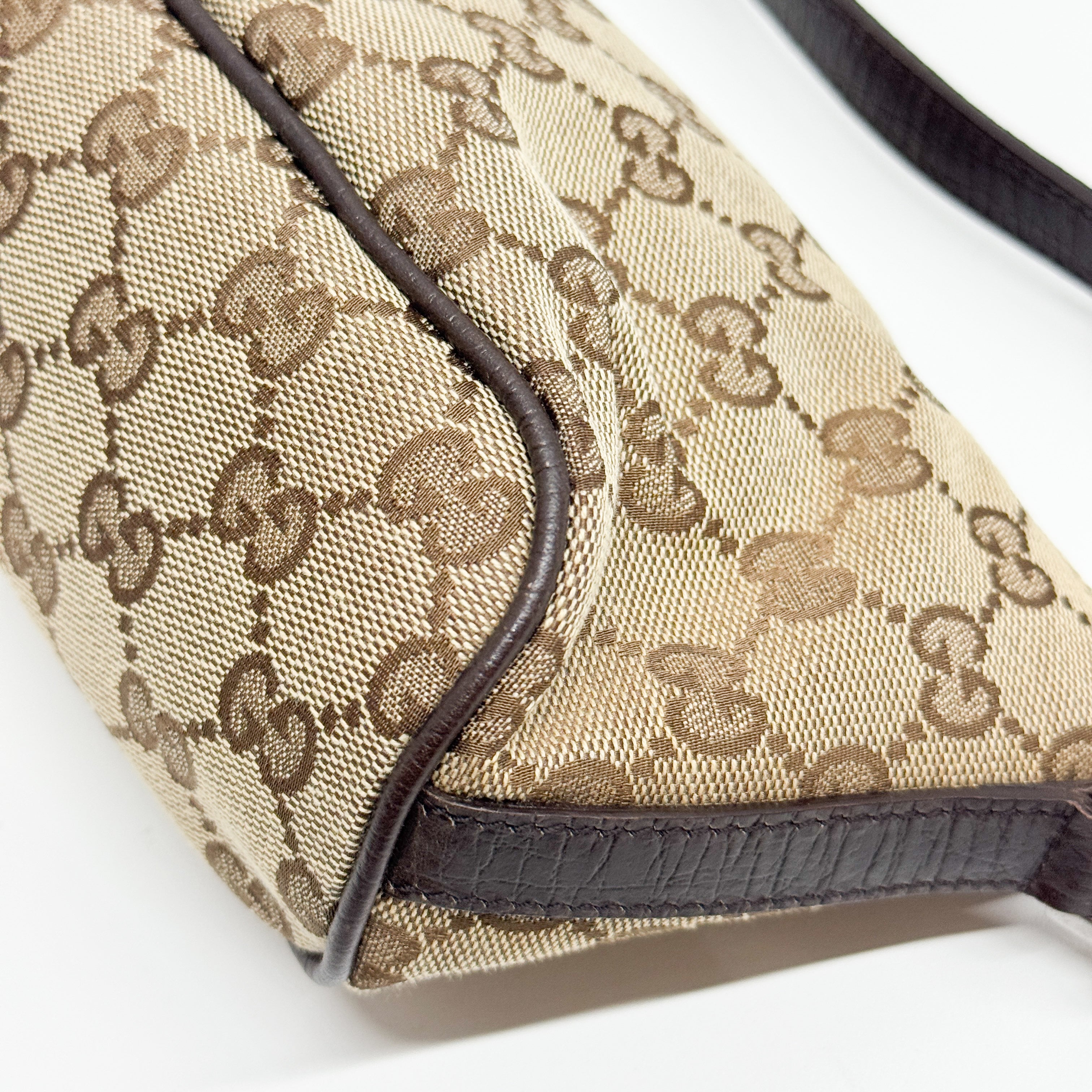 GG Brown Canvas Cotton Shoulder Bag