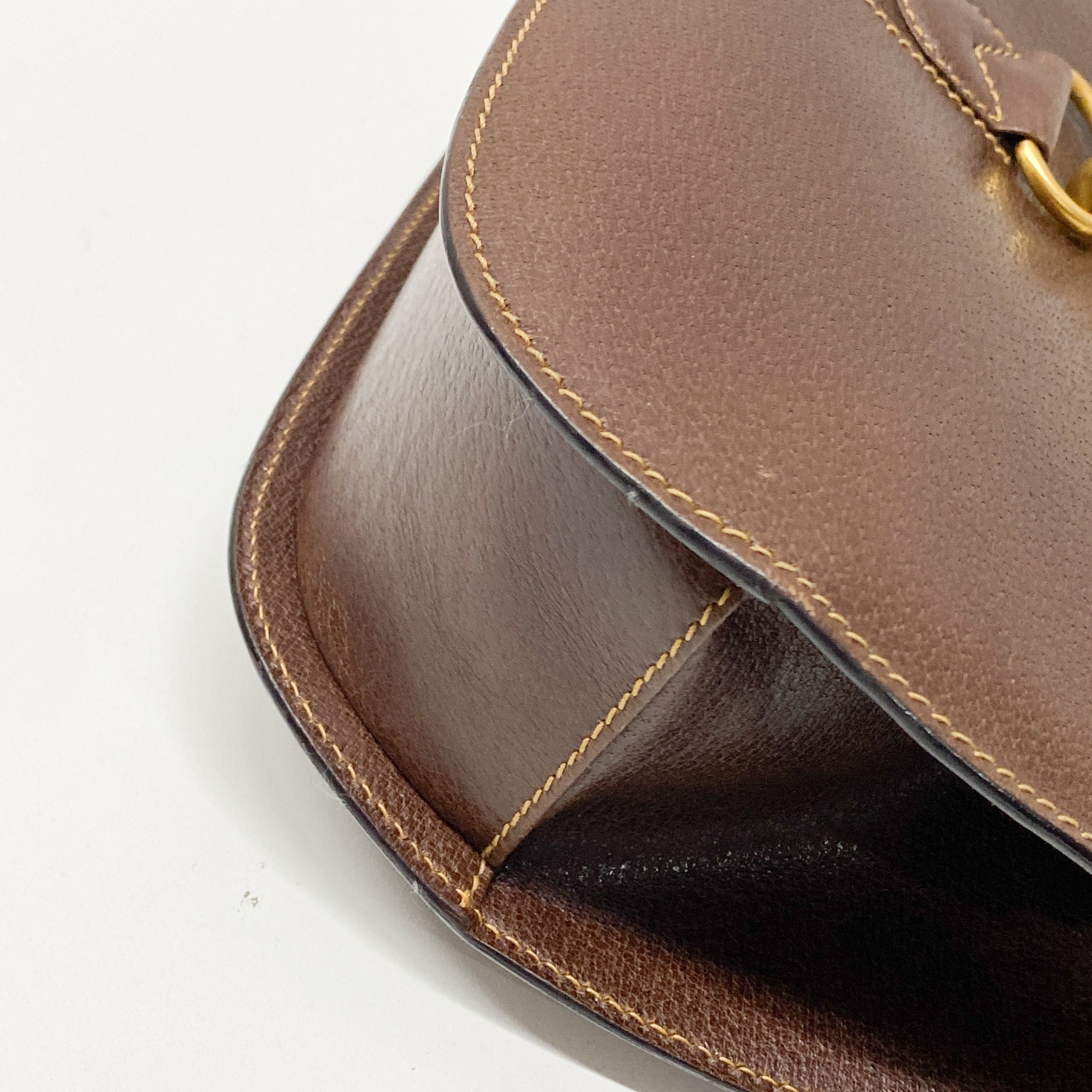 Horsebit Brown Leather Hand Bag