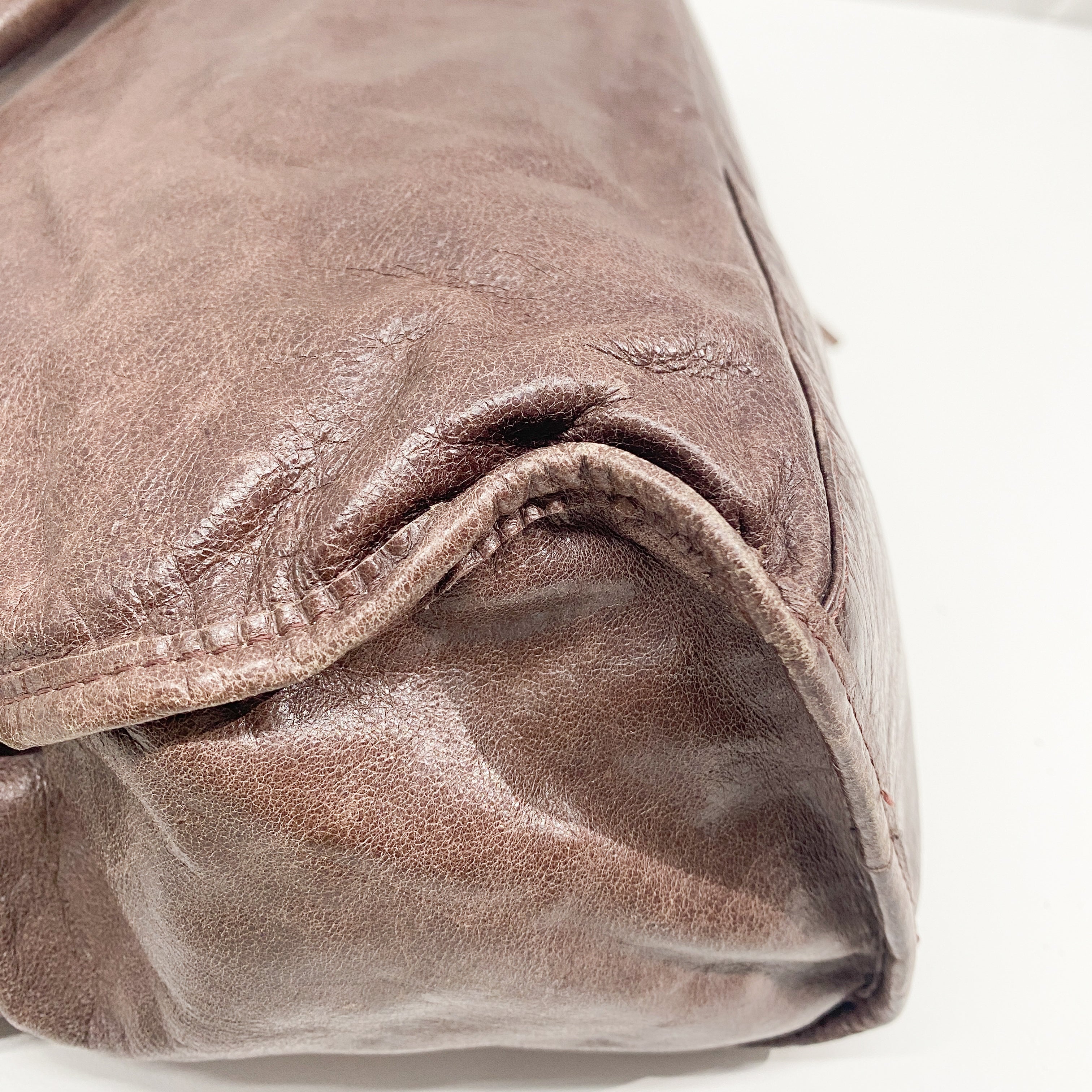 The City Brown Leather Hand Bag