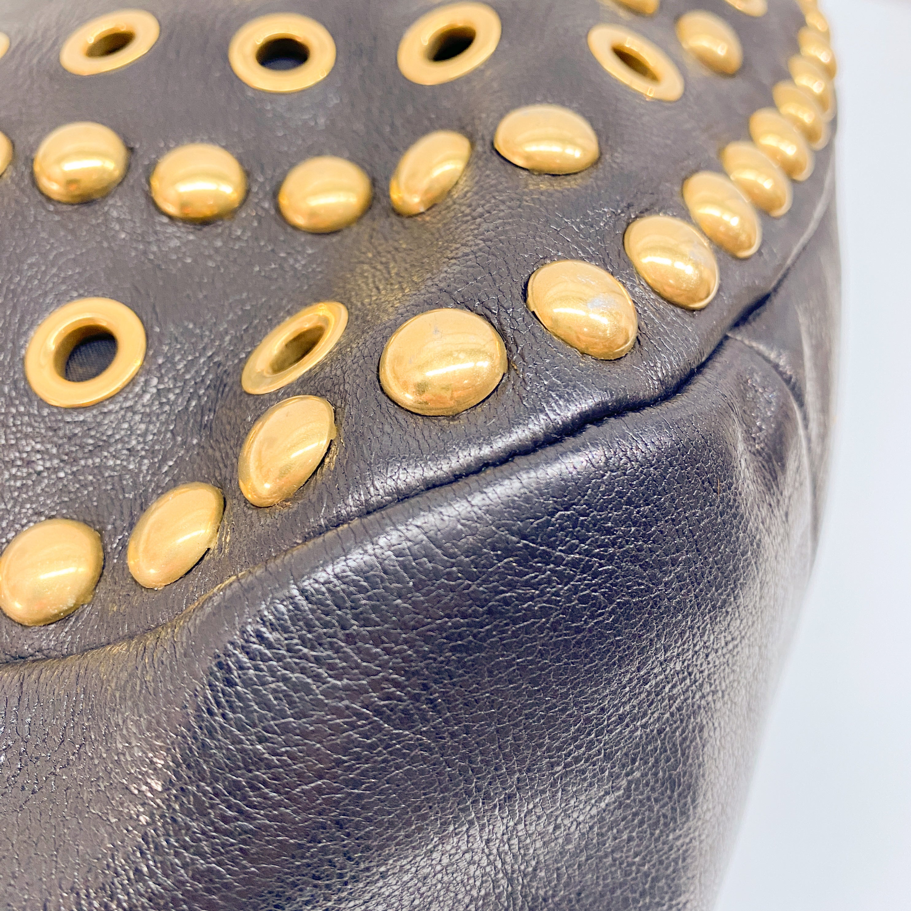 Vintage Black Gold Studded Leather Bag