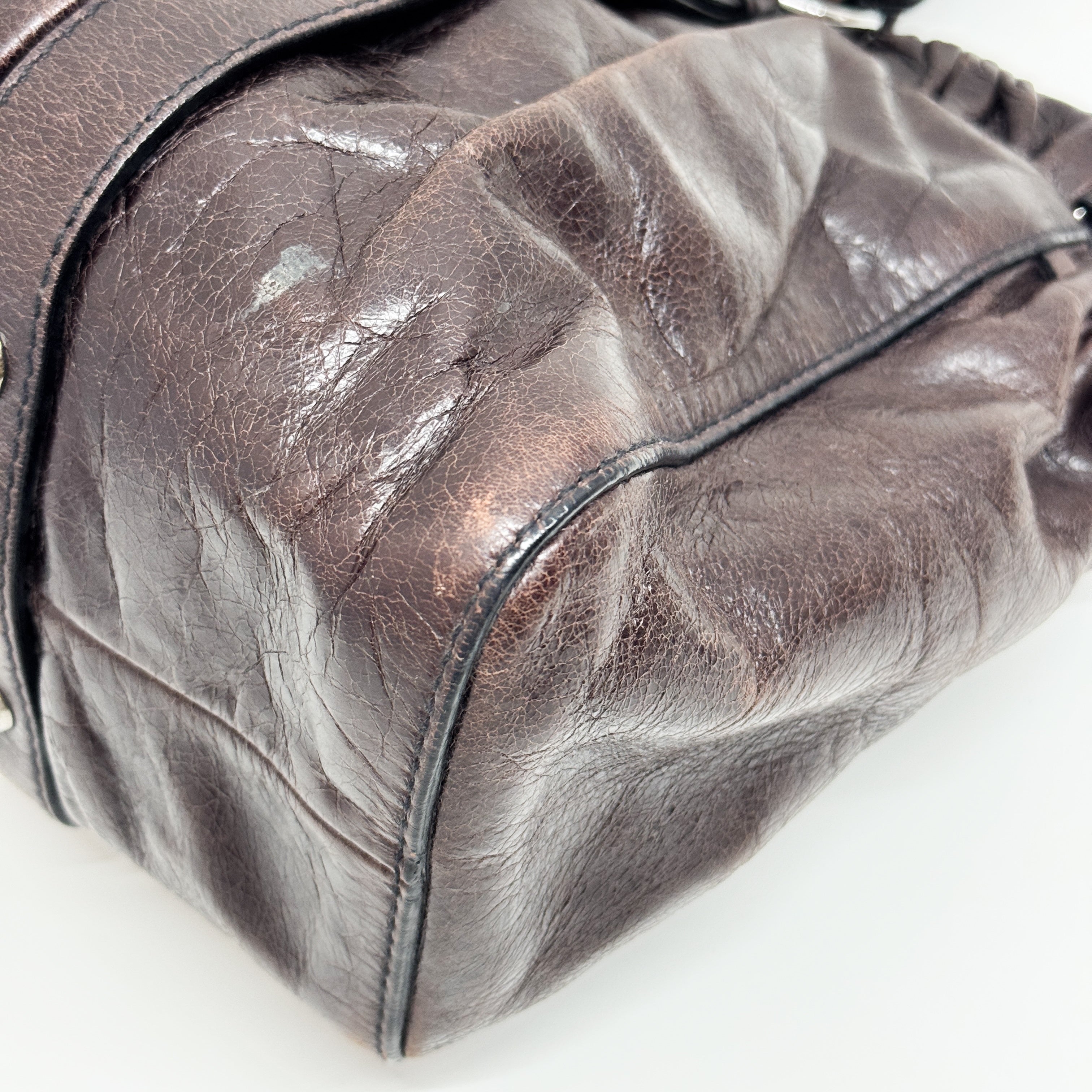 Vitello Brown Calfskin Leather Two Way Bag