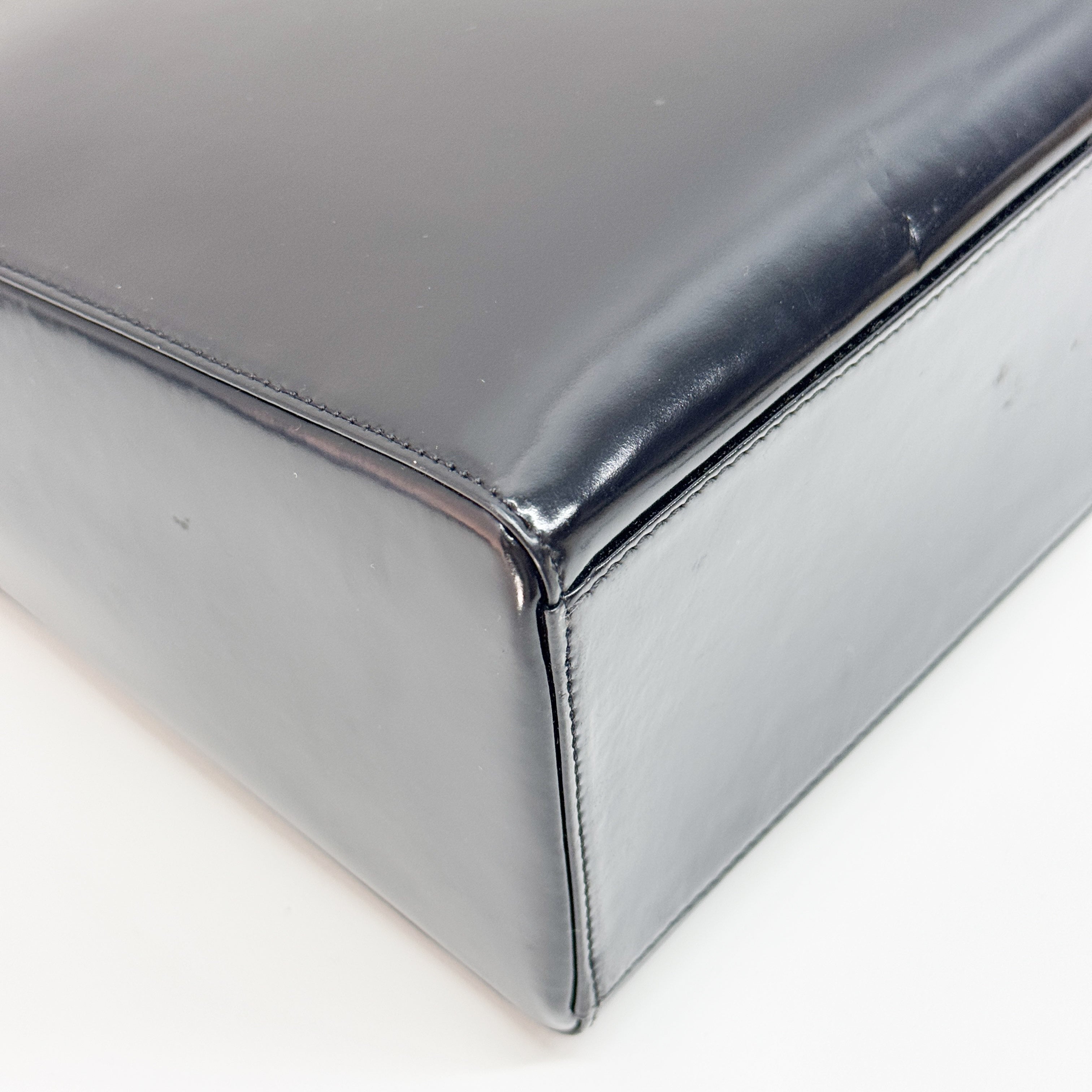 Lady Dior Black Patent Leather Hand Bag